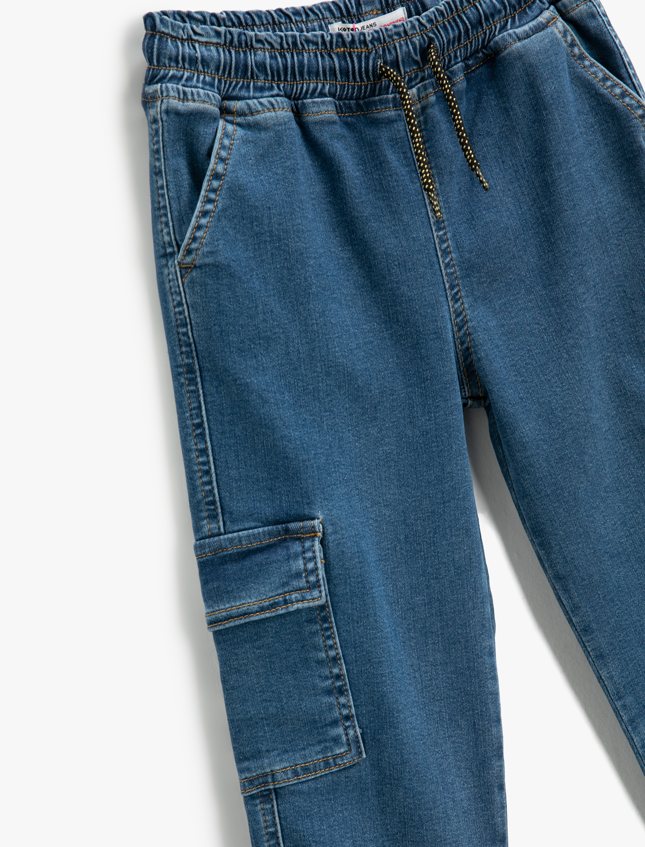  Kız Çocuk Kargo Jogger Kot Pantolon Cepli Pamuklu - Jegging Jean