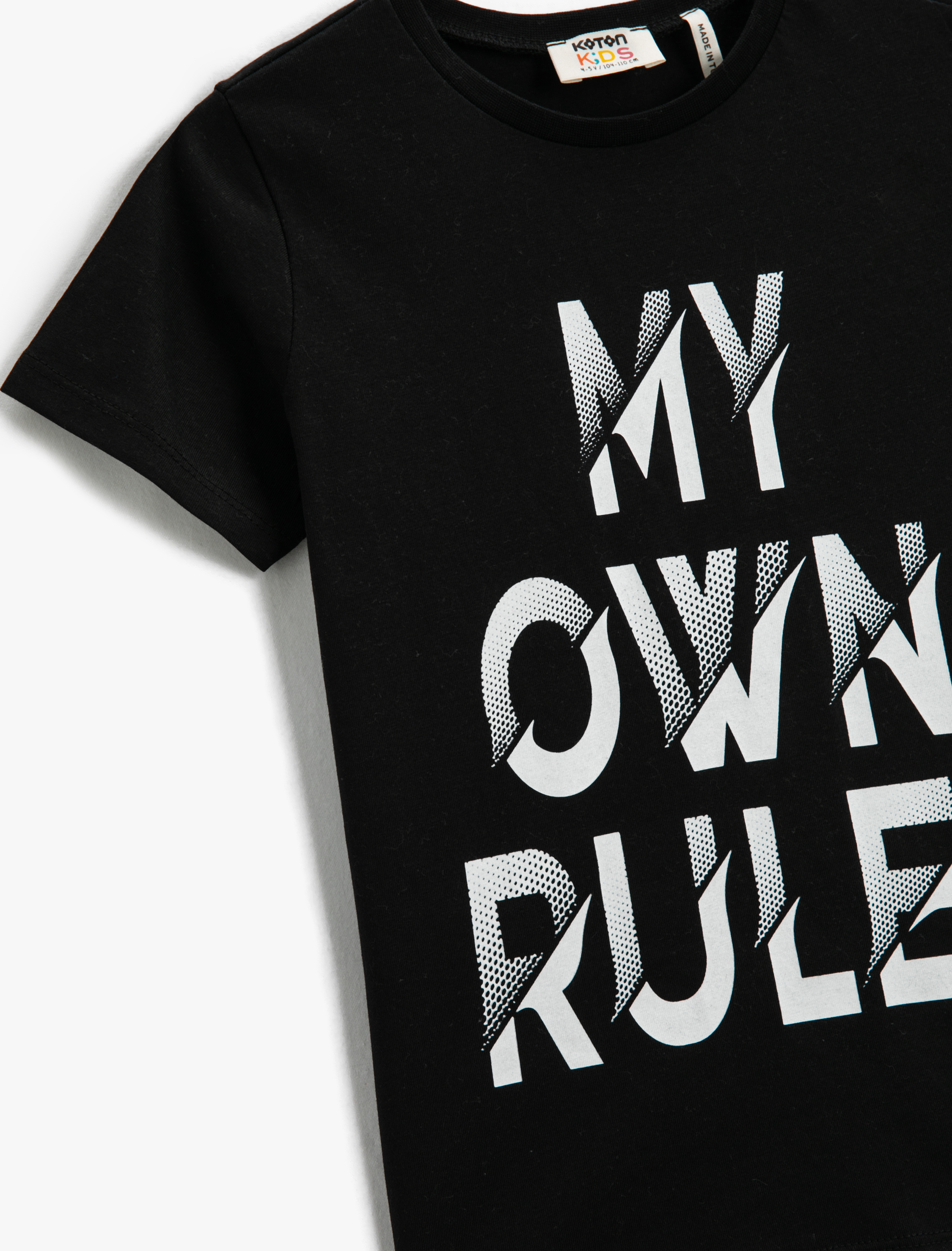  Erkek Çocuk Slogan Temalı Baskılı Kısa Kollu Tişört Pamuklu