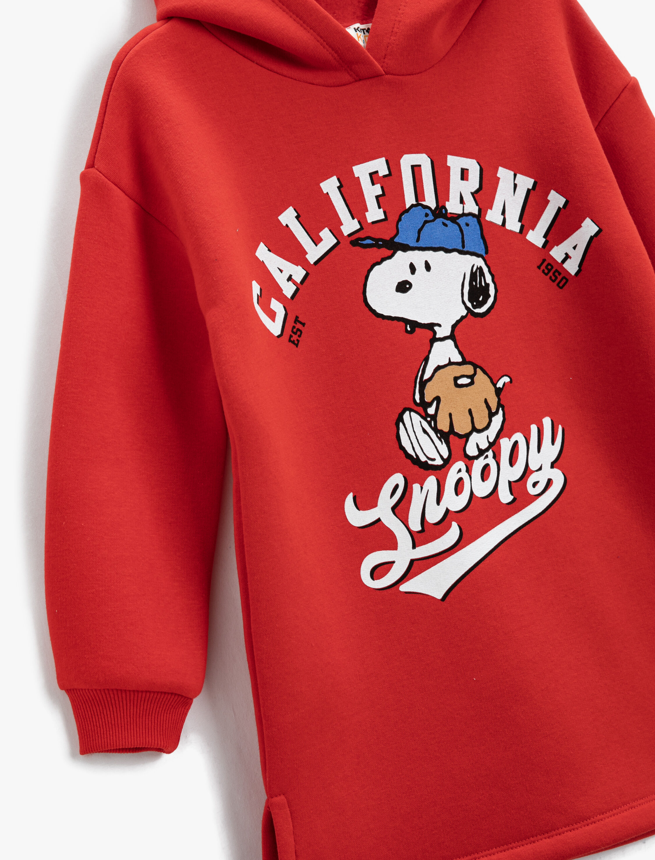 Sweat Elbise Snoopy Bask l Lisansl ardonlu Kap onlu Midi