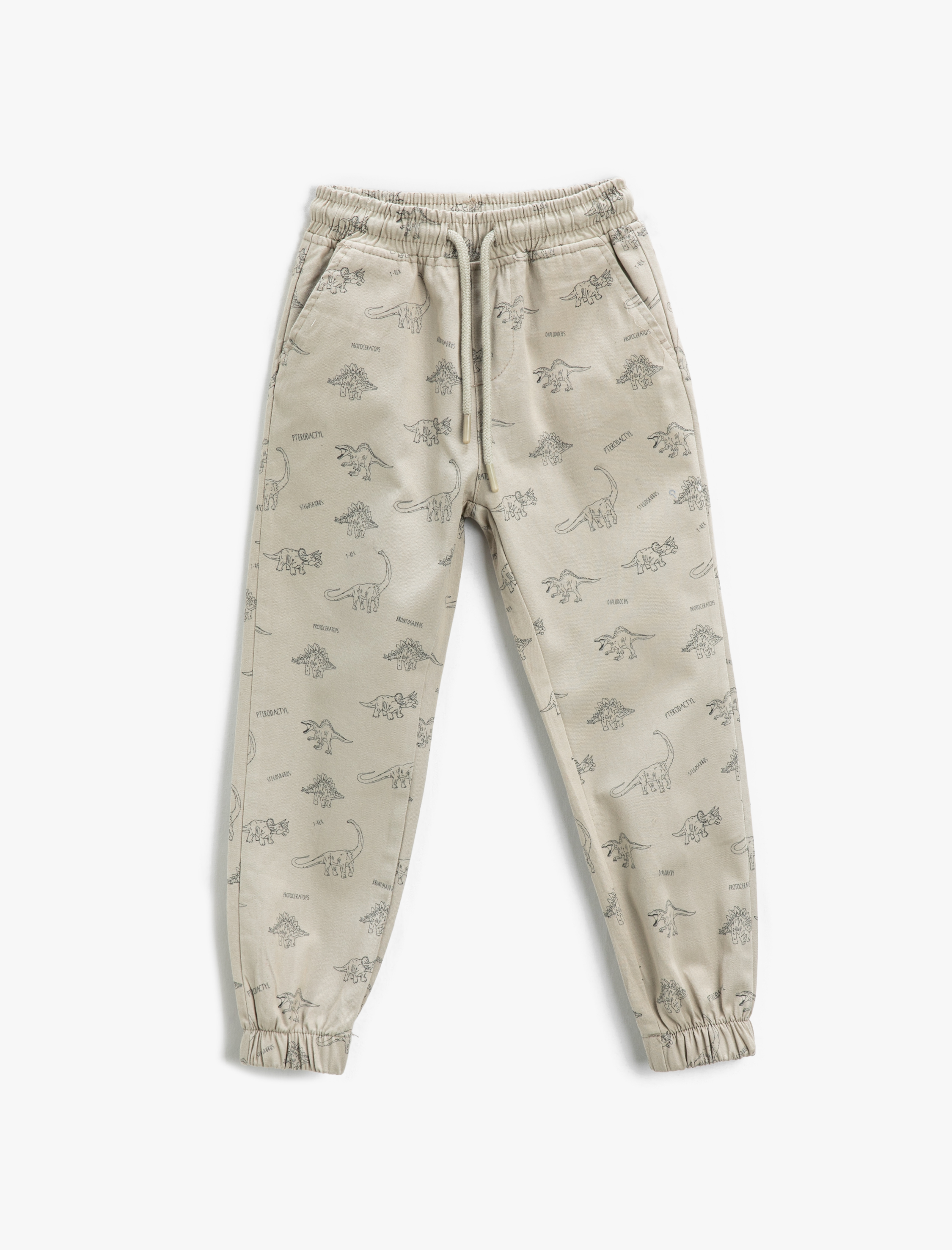  Erkek Çocuk Jogger Pantolon Beli Bağlamalı Cepli Dinozor Desenli