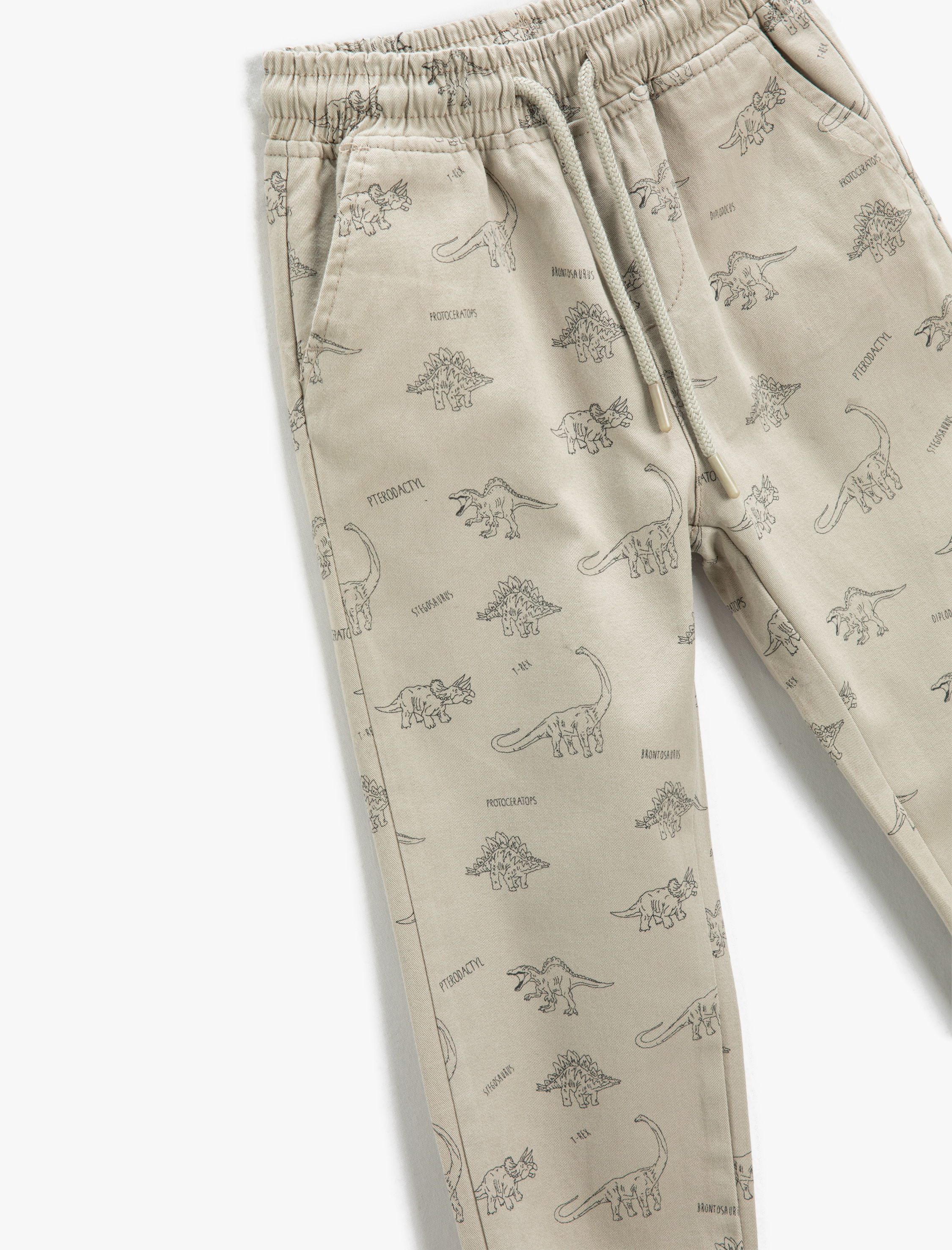  Erkek Çocuk Jogger Pantolon Beli Bağlamalı Cepli Dinozor Desenli