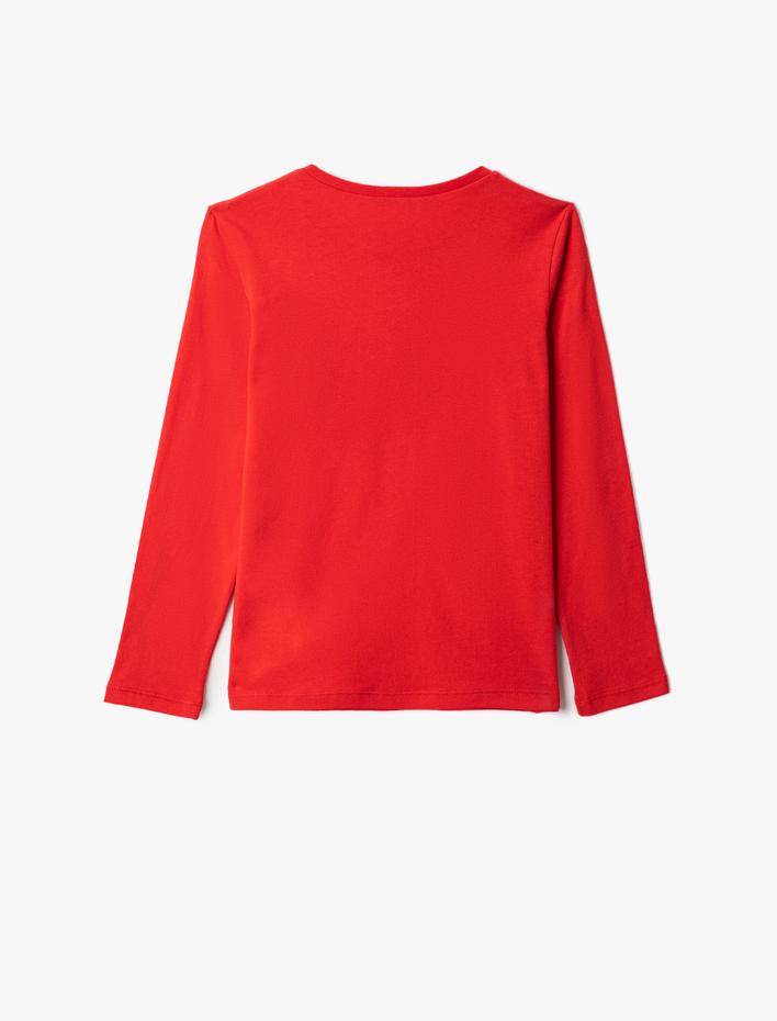 Kız Çocuk Uzun Kollu Tişört Bisiklet Yaka Slogan Temalı Baskılı