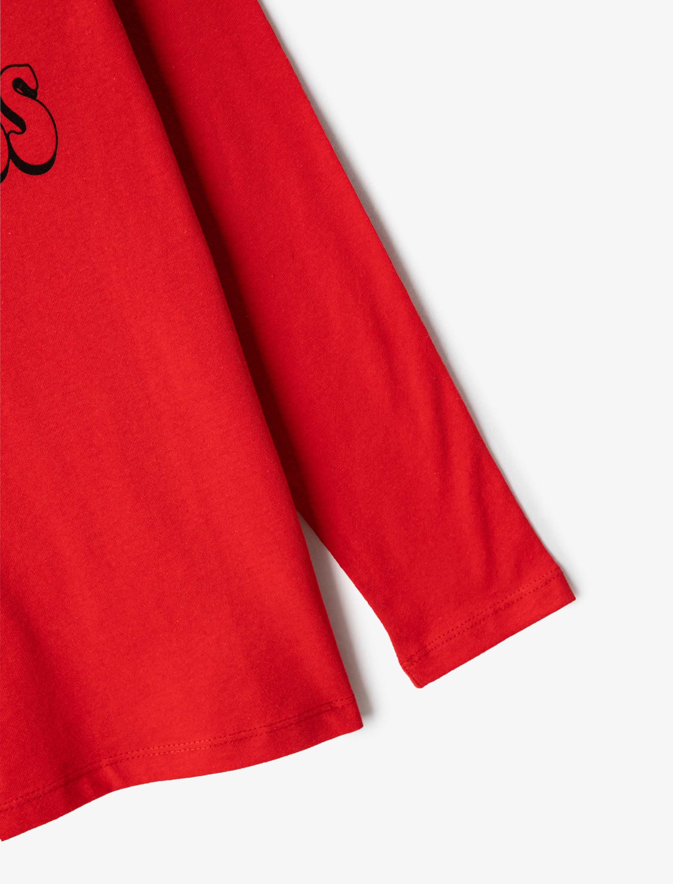  Kız Çocuk Uzun Kollu Tişört Bisiklet Yaka Slogan Temalı Baskılı