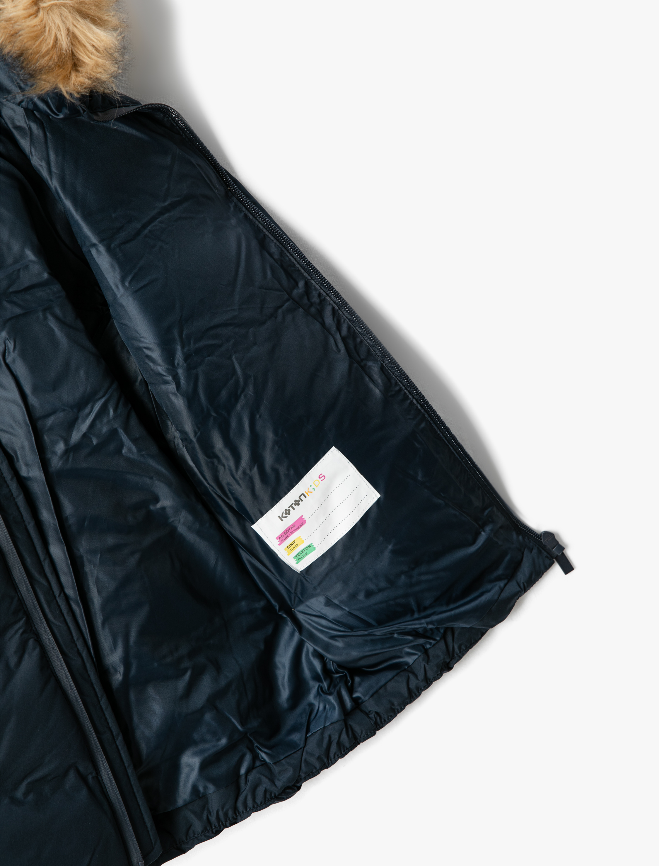  Erkek Çocuk Uzun Şişme Mont Suni Kürk Detaylı Kapşonlu Fermuarlı Cepli