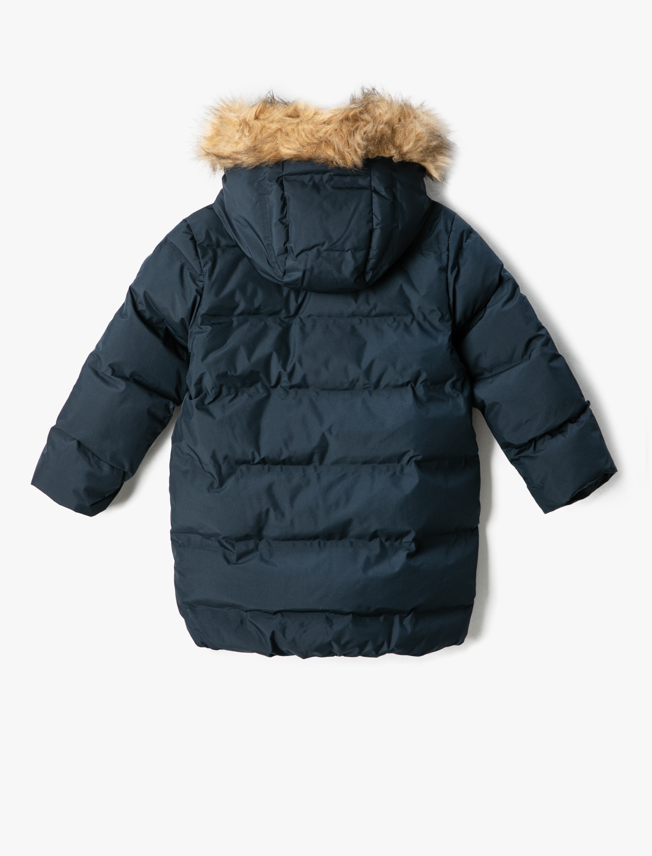  Erkek Çocuk Uzun Şişme Mont Suni Kürk Detaylı Kapşonlu Fermuarlı Cepli