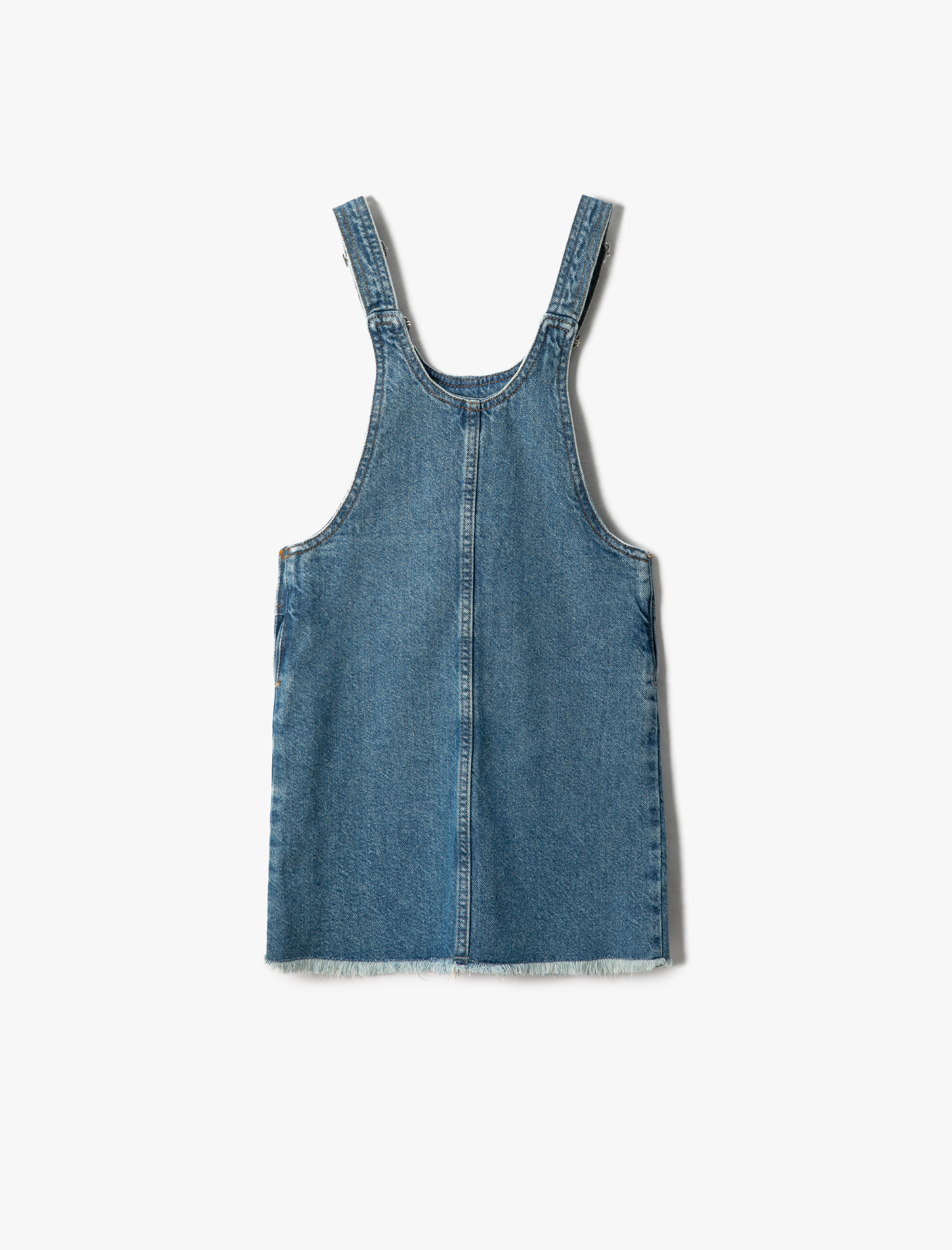  Kız Çocuk Salopet Elbise Metal Tokalı Ayarlanabilir Askılı Pamuklu