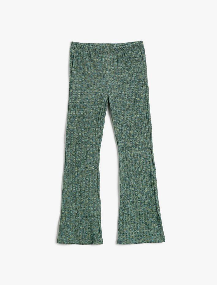 Kız Çocuk İspanyol Paça Tayt Pantolon Beli Lastikli Yumuşak Dokulu