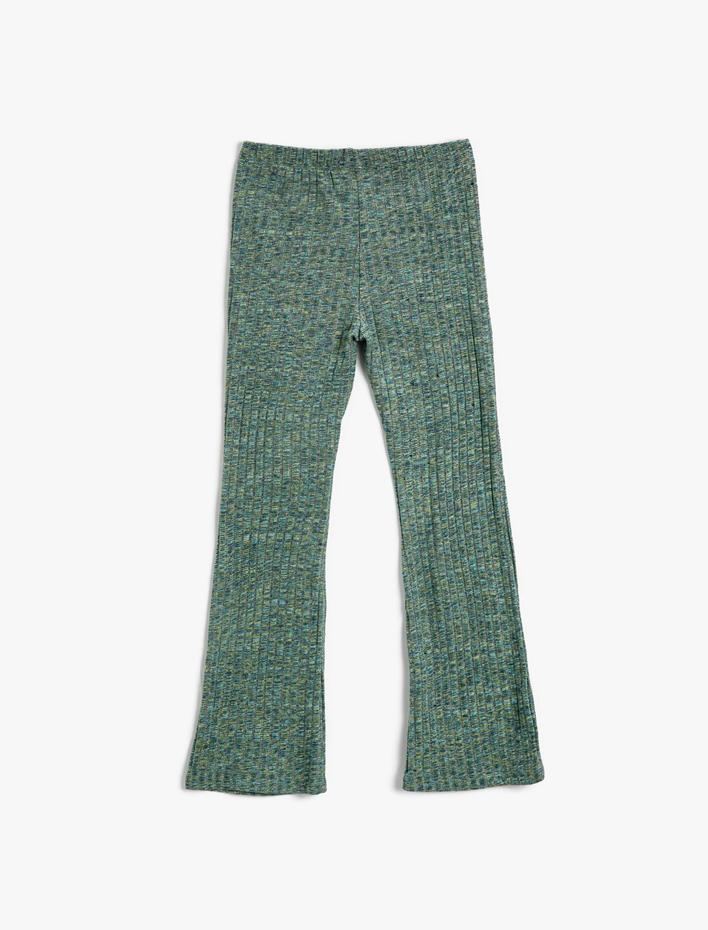 Kız Çocuk İspanyol Paça Tayt Pantolon Beli Lastikli Yumuşak Dokulu