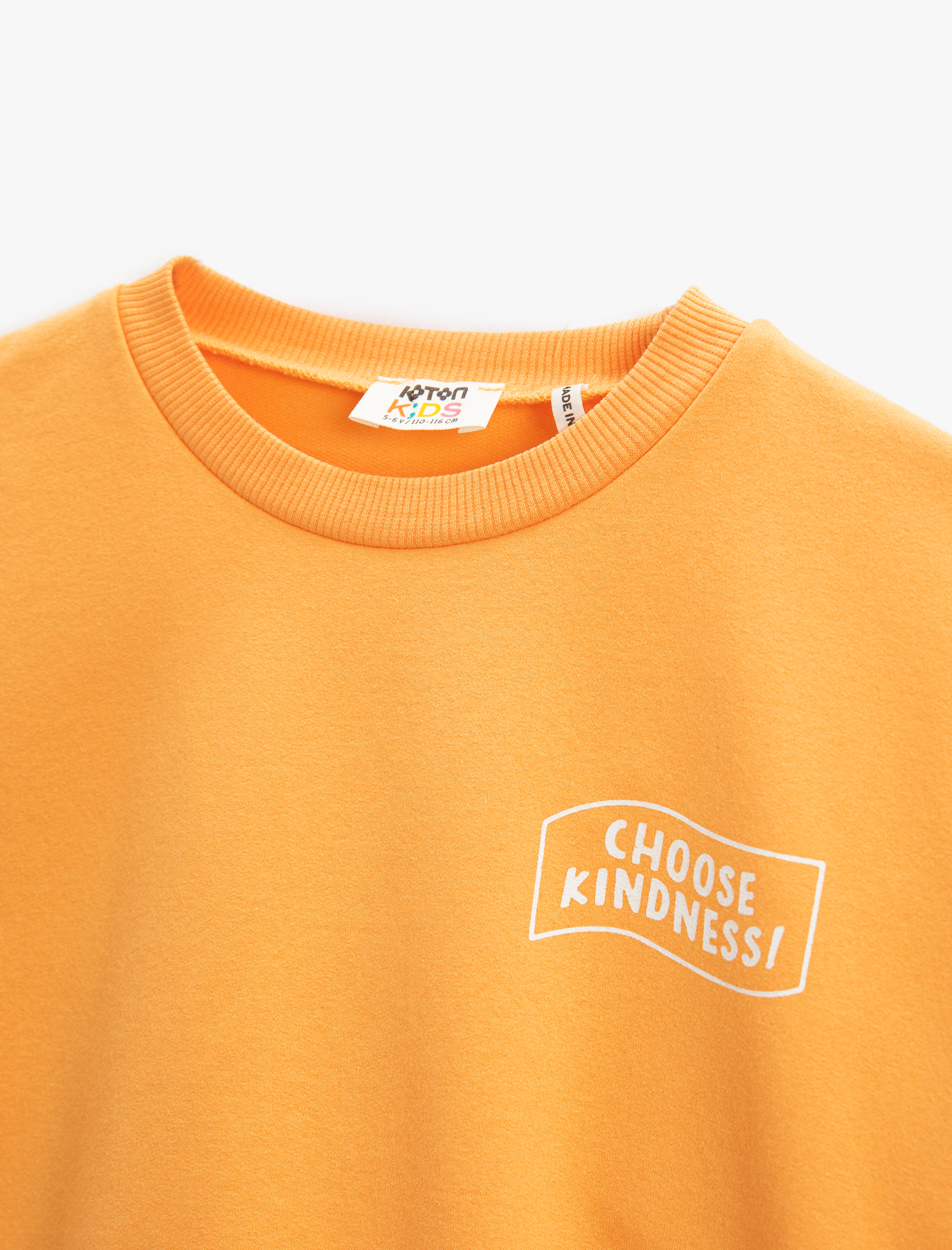  Kız Çocuk Basic Sweatshirt Baskılı Detaylı Uzun Kollu Bisiklet Yaka