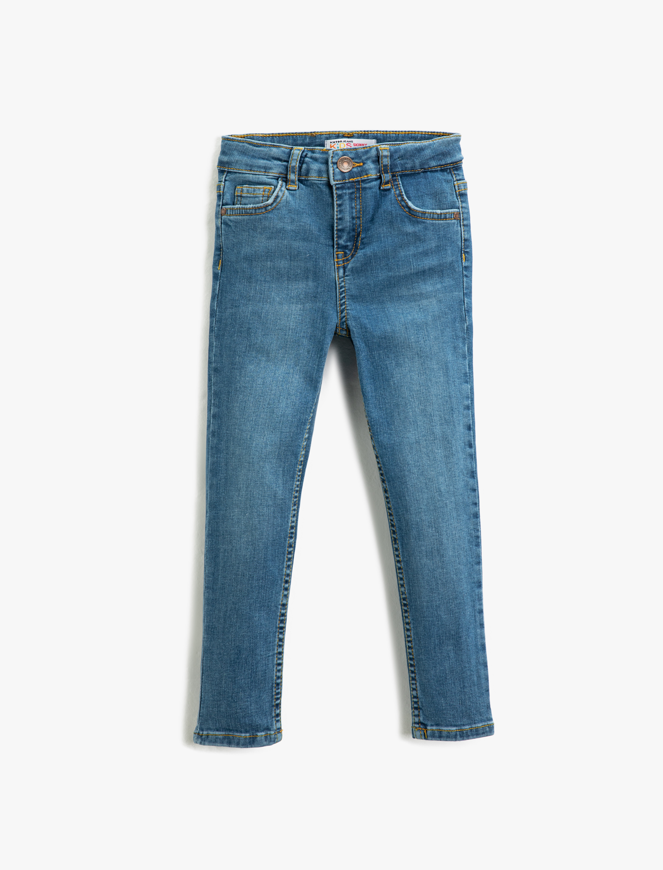 Kız Çocuk Dar Paça Kot Pantolon - Skinny Jean Beli Ayarlanabilir Lastikli