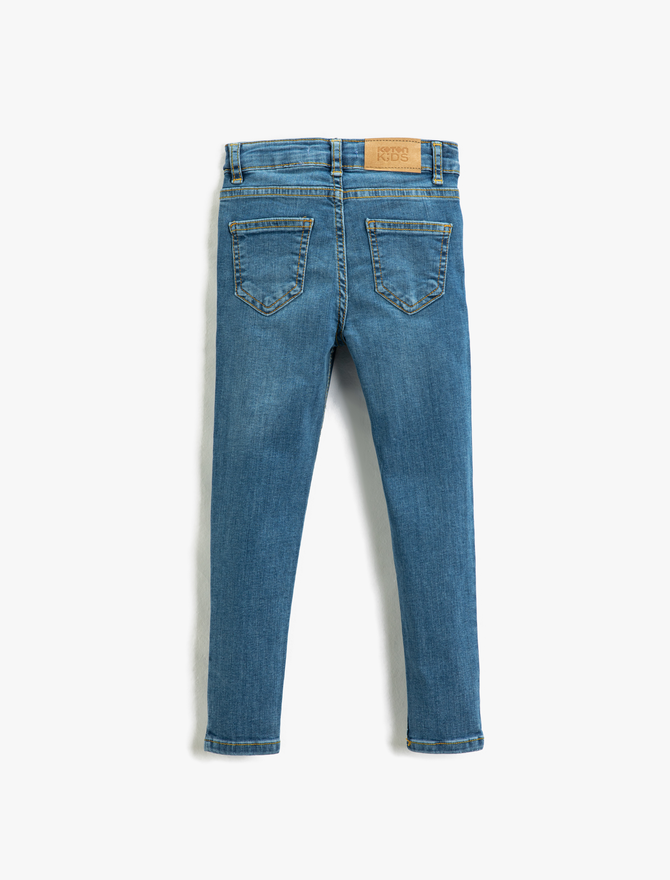 Kız Çocuk Dar Paça Kot Pantolon - Skinny Jean Beli Ayarlanabilir Lastikli