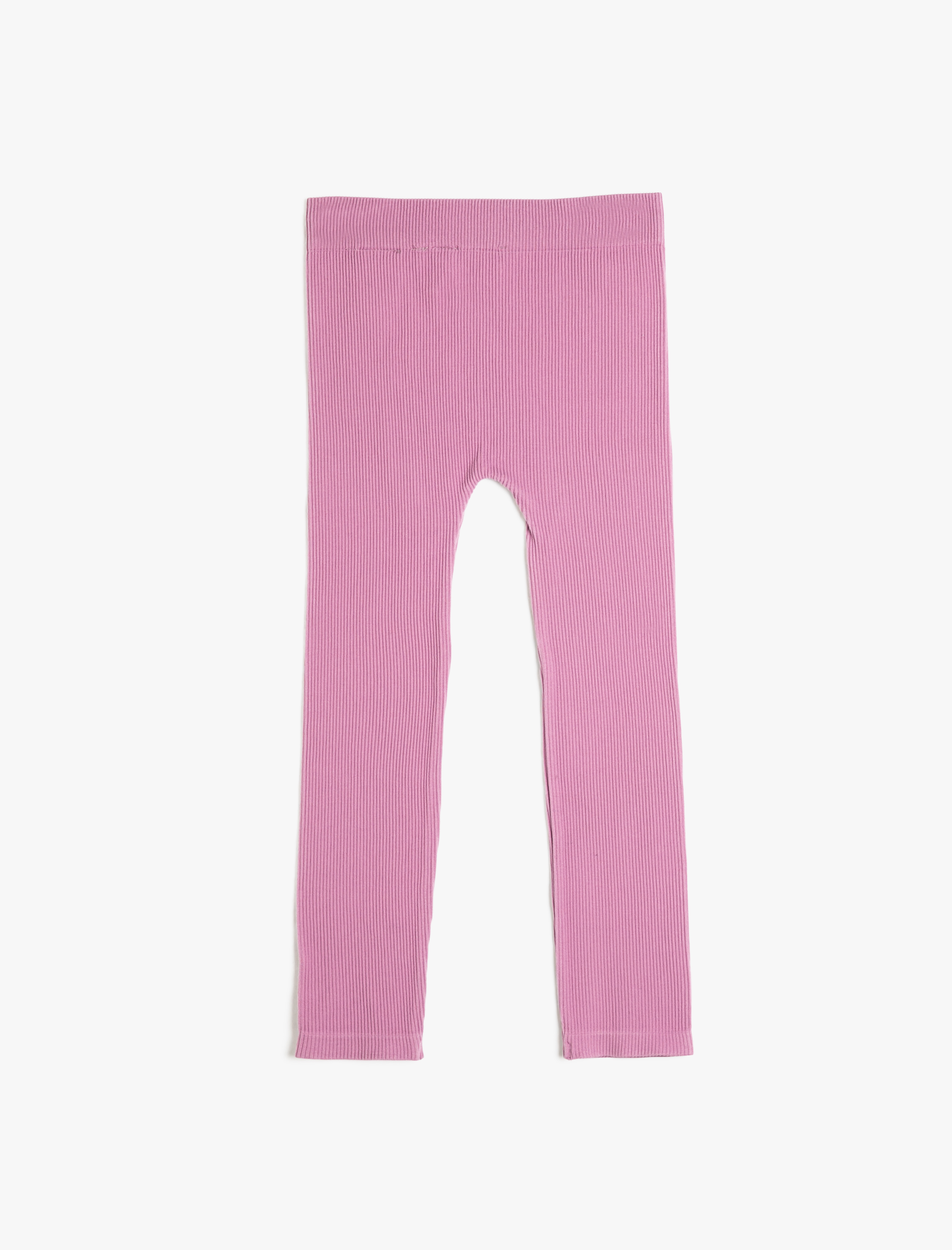  Kız Çocuk Basic Fitilli Tayt Beli Lastikli