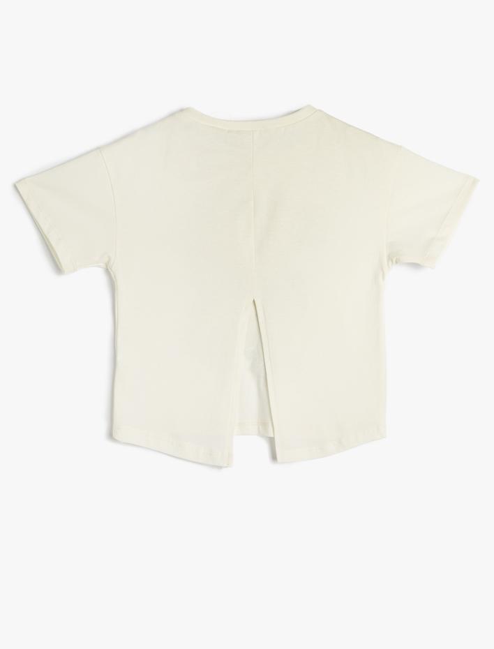 Kız Çocuk Tişört Kısa Kollu Bisiklet Yaka Ayıcık Baskılı Pamuklu