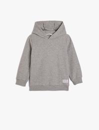 Basic Kapşonlu Sweatshirt Yumuşak Dokulu Etiket Detaylı