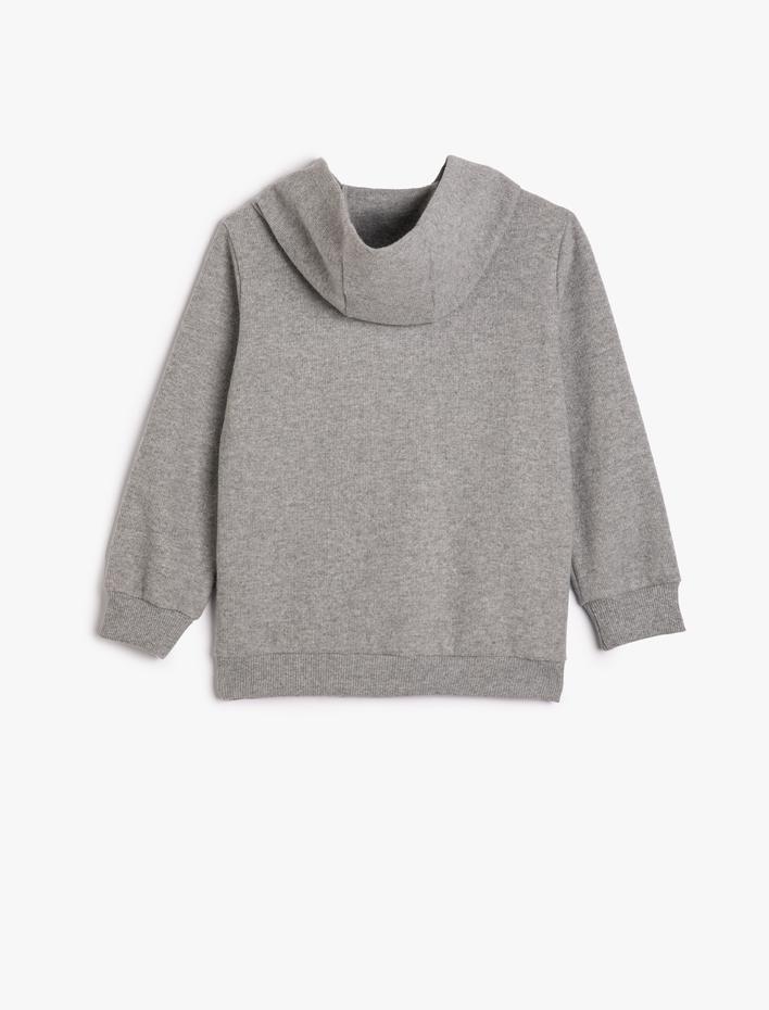 Erkek Çocuk Basic Kapşonlu Sweatshirt Yumuşak Dokulu Etiket Detaylı