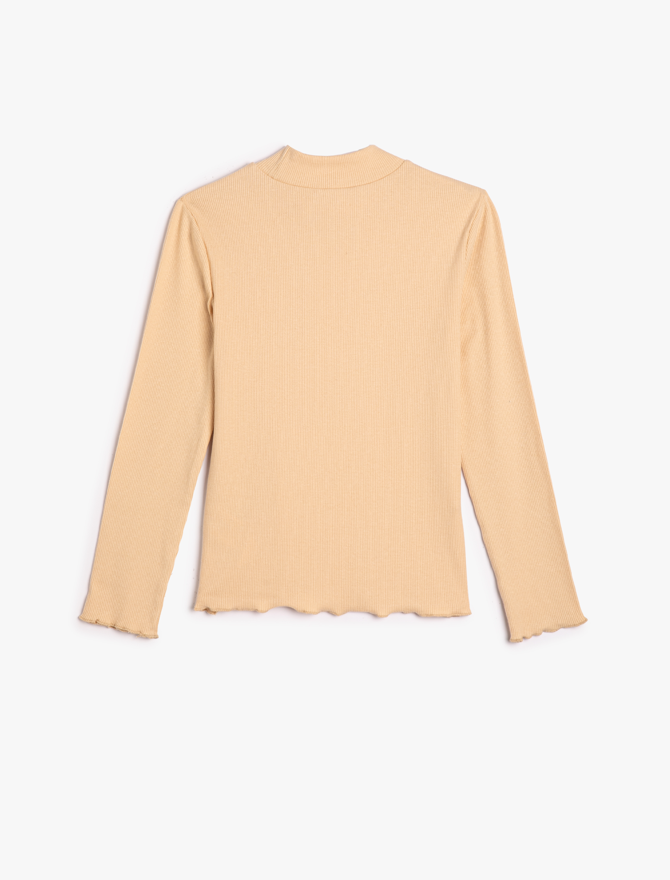  Kız Çocuk Basic Boğazlı Tişört Slim Uzun Kollu Ribanalı Pamuklu