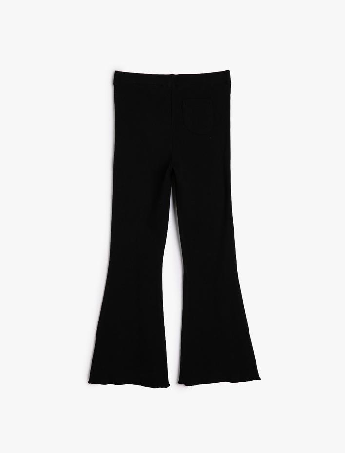 Kız Çocuk Basic İspanyol Paça Pantolon Beli Lastikli Fitilli Pamuklu