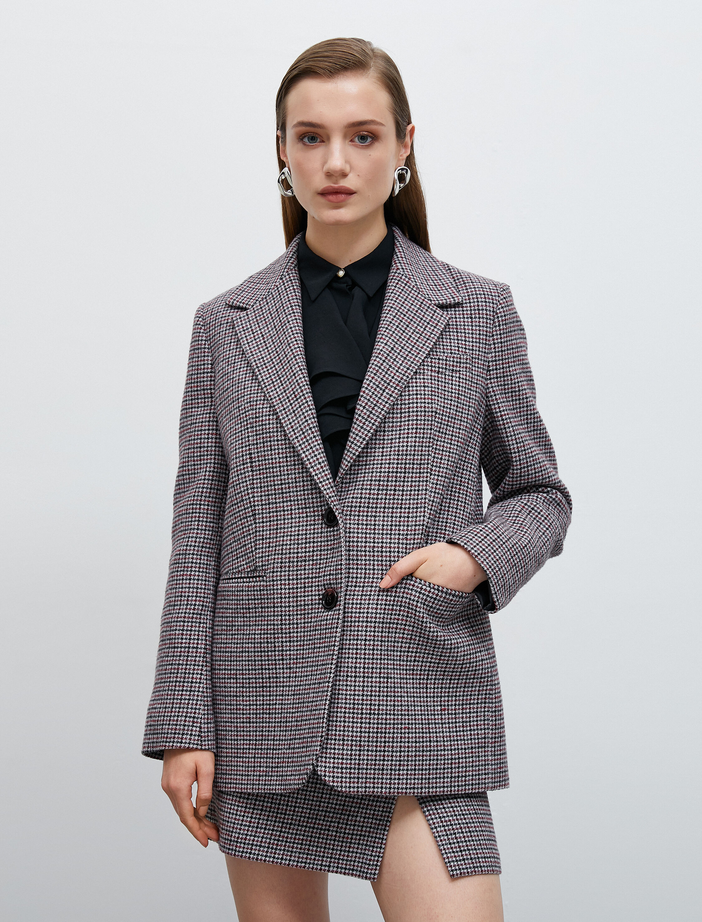   Blazer Ceket Cepli Çift Düğmeli