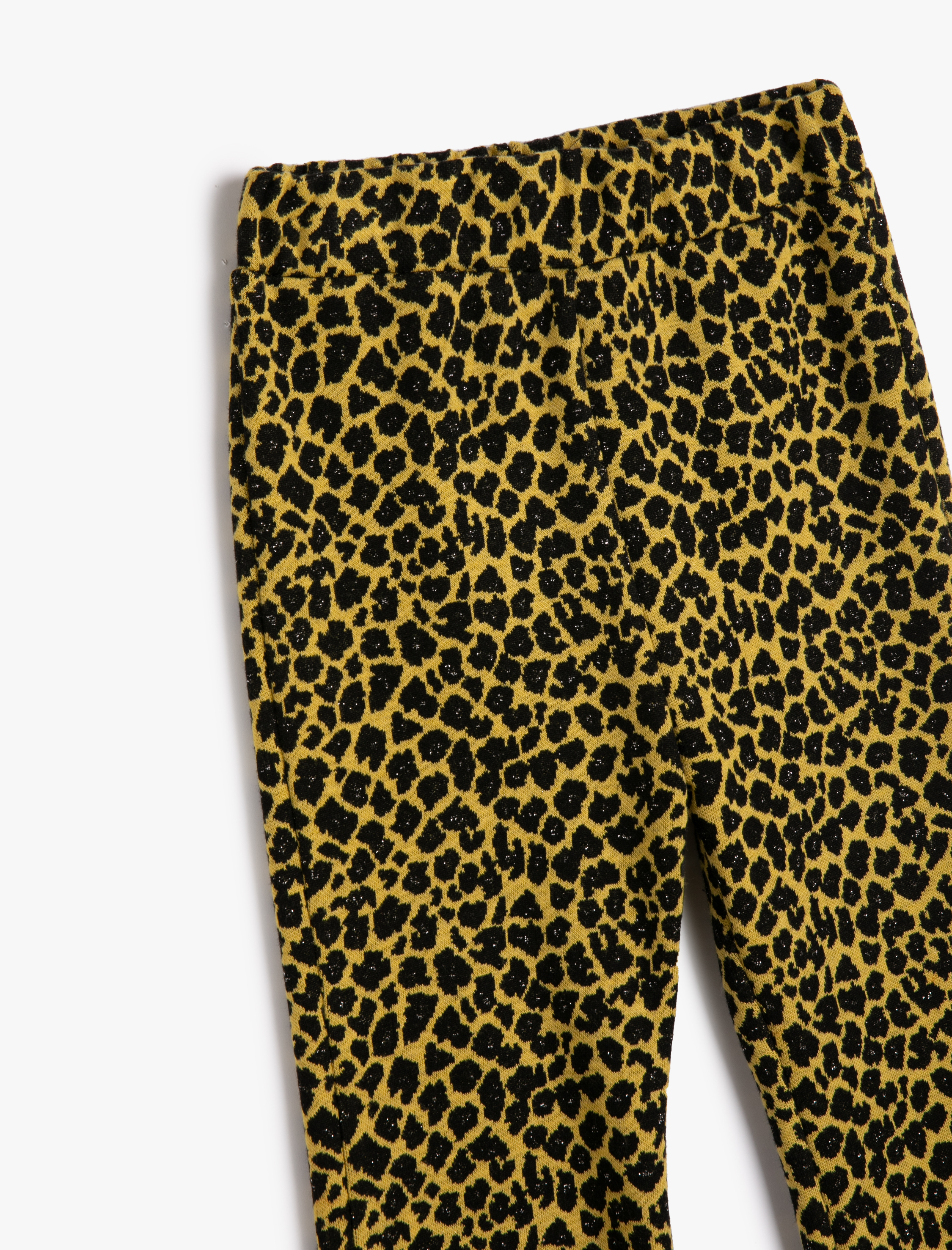  Kız Çocuk İspanyol Paça Pantolon Leopar Desenli Beli Lastikli