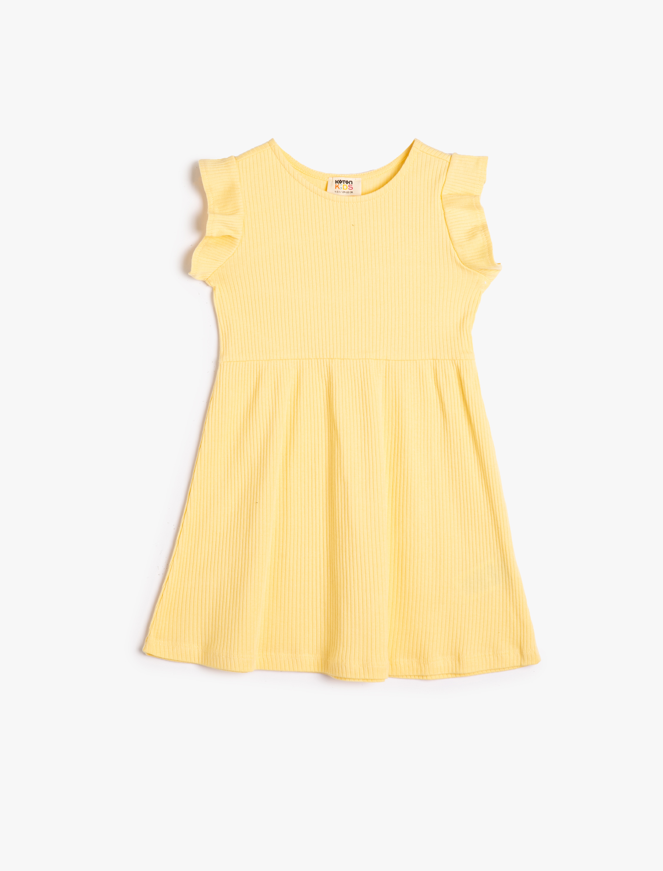  Kız Çocuk Elbise Mini Boy Basic Kolsuz Fırfırlı Yuvarlak Yaka Ribanalı Pamuklu