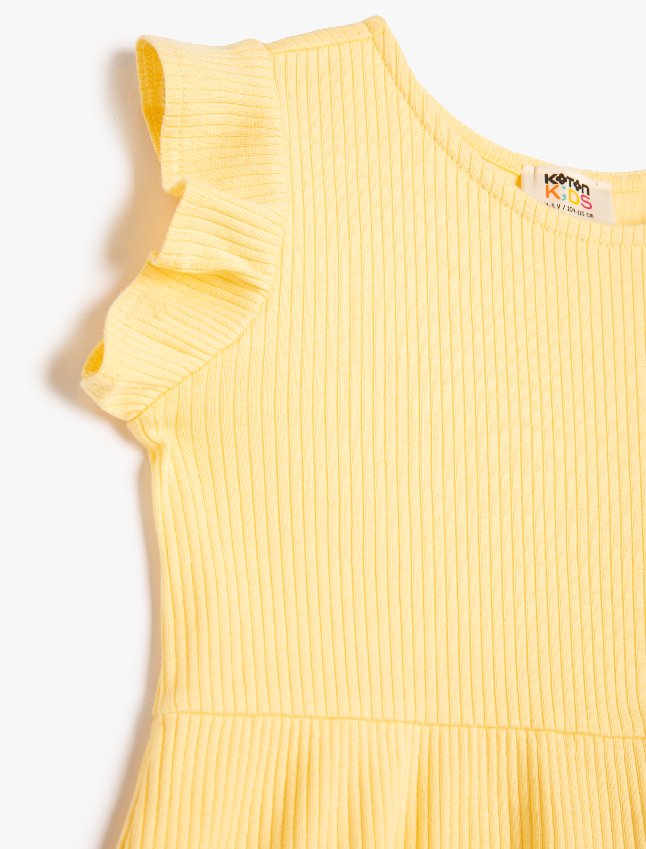  Kız Çocuk Elbise Mini Boy Basic Kolsuz Fırfırlı Yuvarlak Yaka Ribanalı Pamuklu