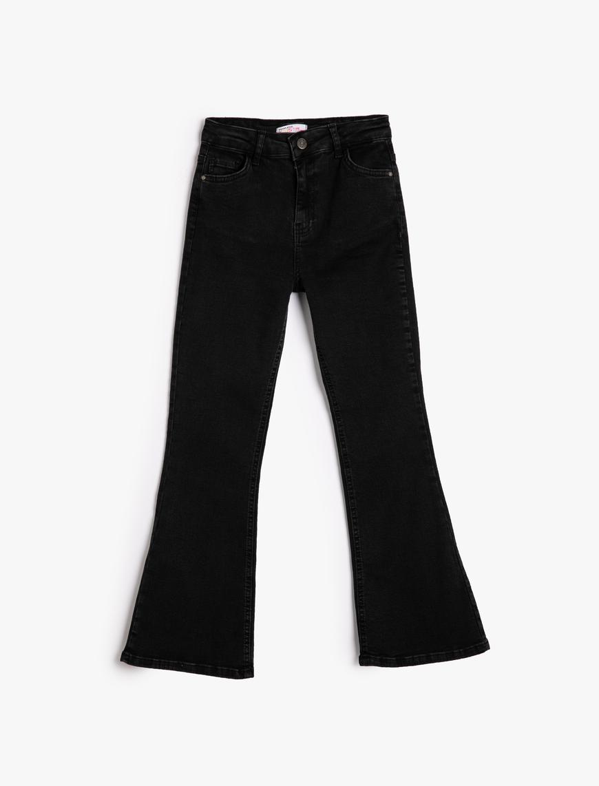  Kız Çocuk Dar Kesim İspanyol Paça Kot Pantolon -Flare Jean