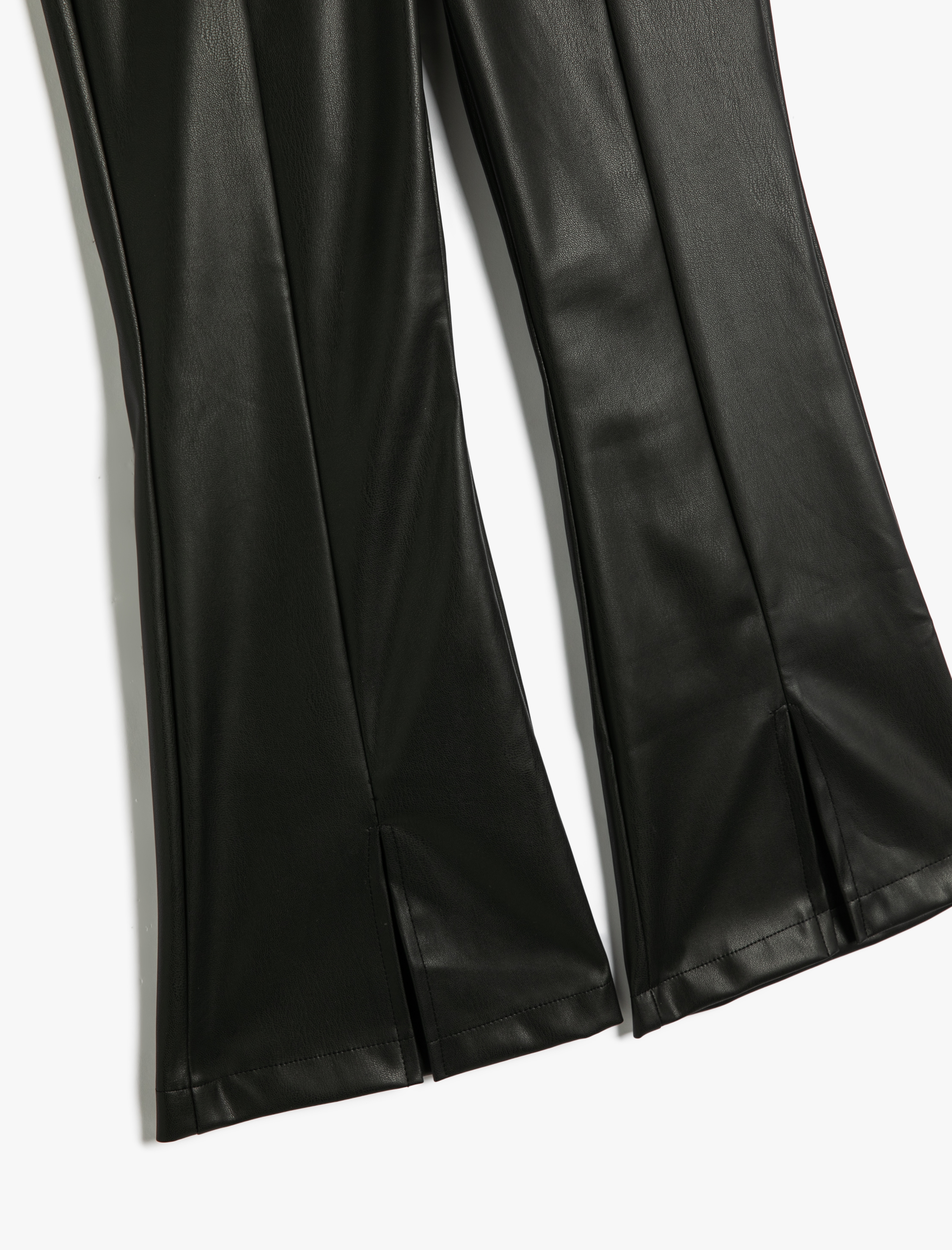  Kız Çocuk İspanyol Paça Pantolon Deri Görünümlü