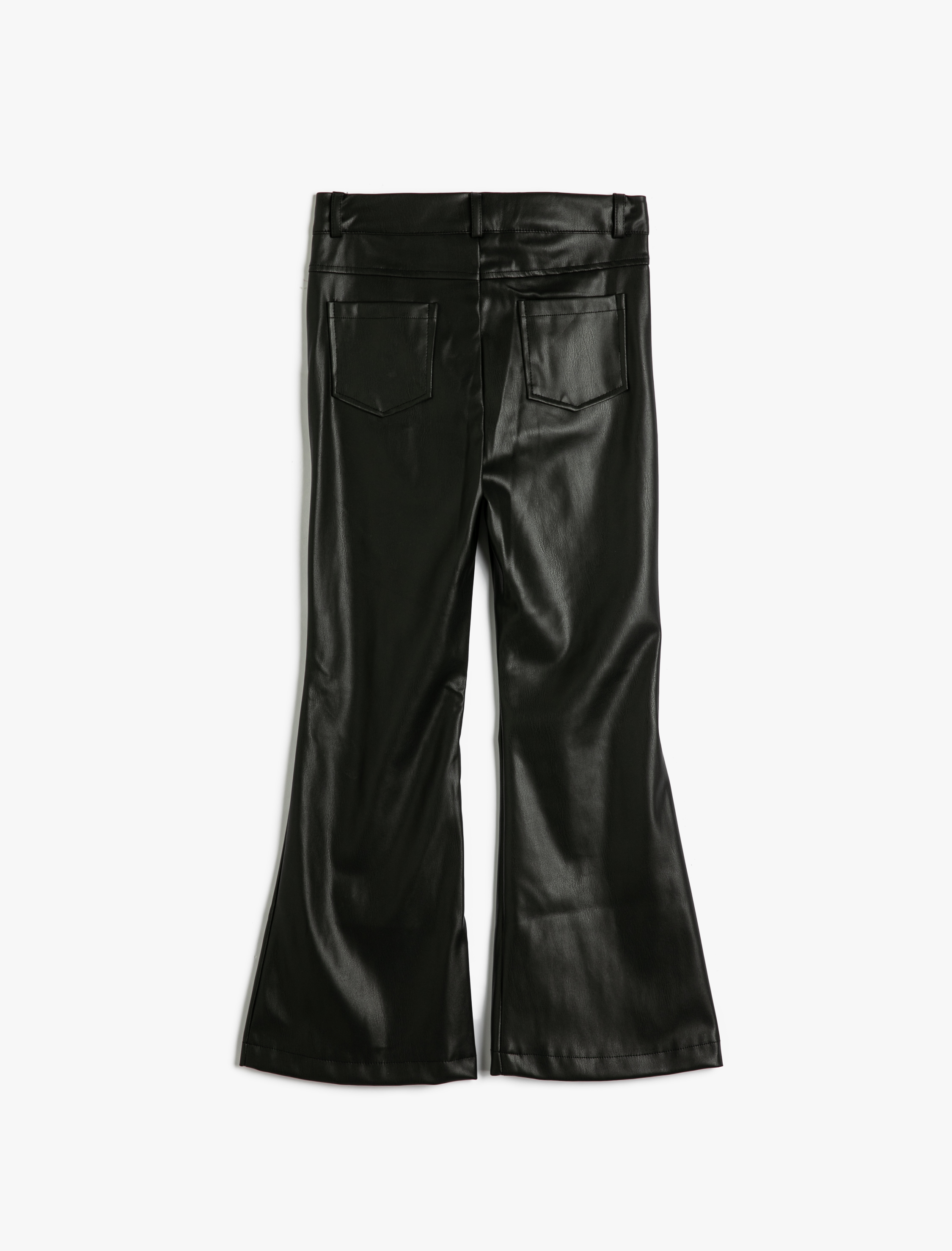  Kız Çocuk İspanyol Paça Pantolon Deri Görünümlü