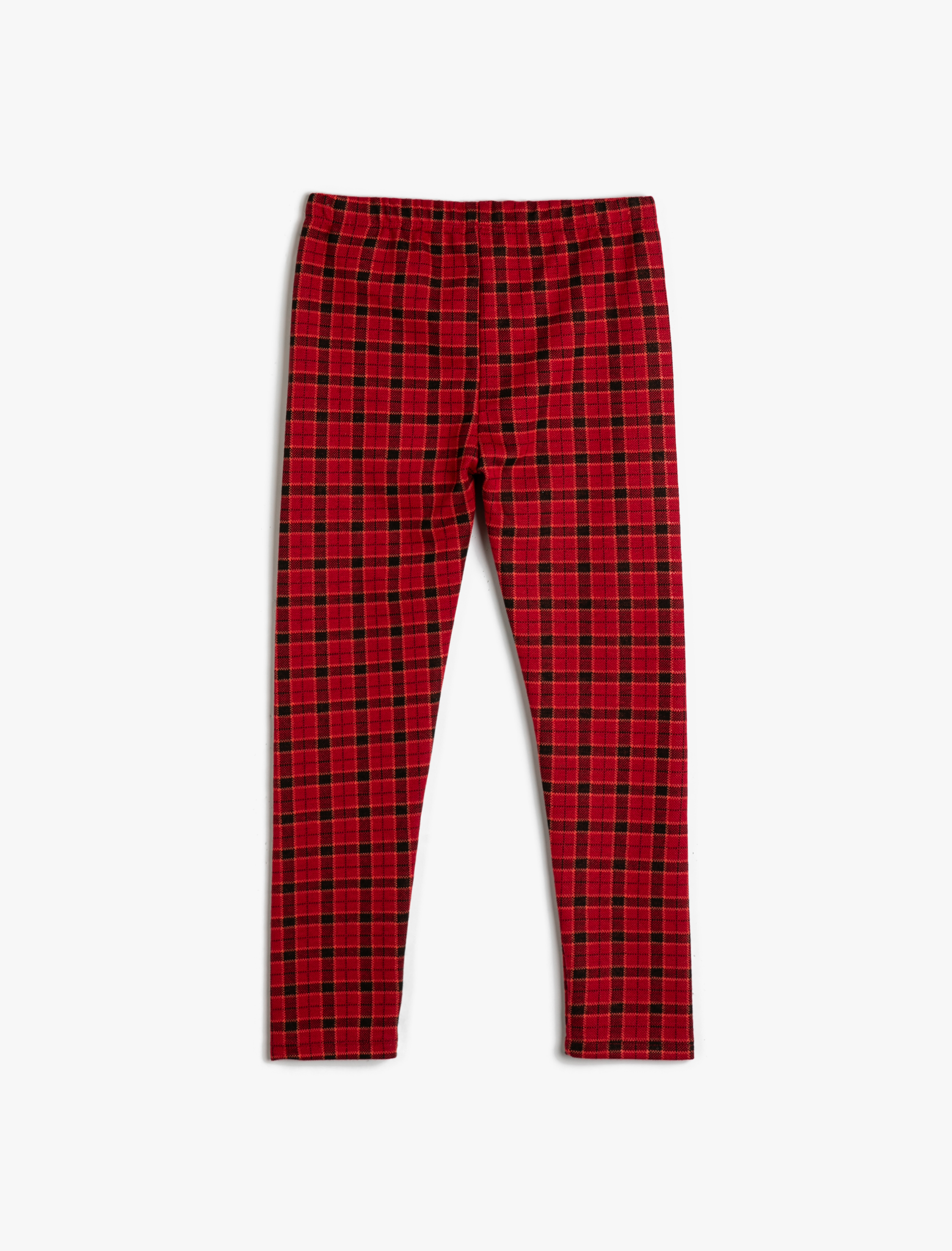  Kız Çocuk Ekoseli Tayt Beli Lastikli