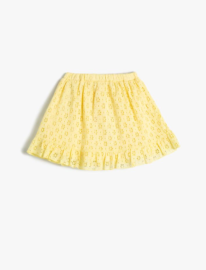 Kız Bebek Fistolu Mini Etek Beli Lastikli Pamuklu