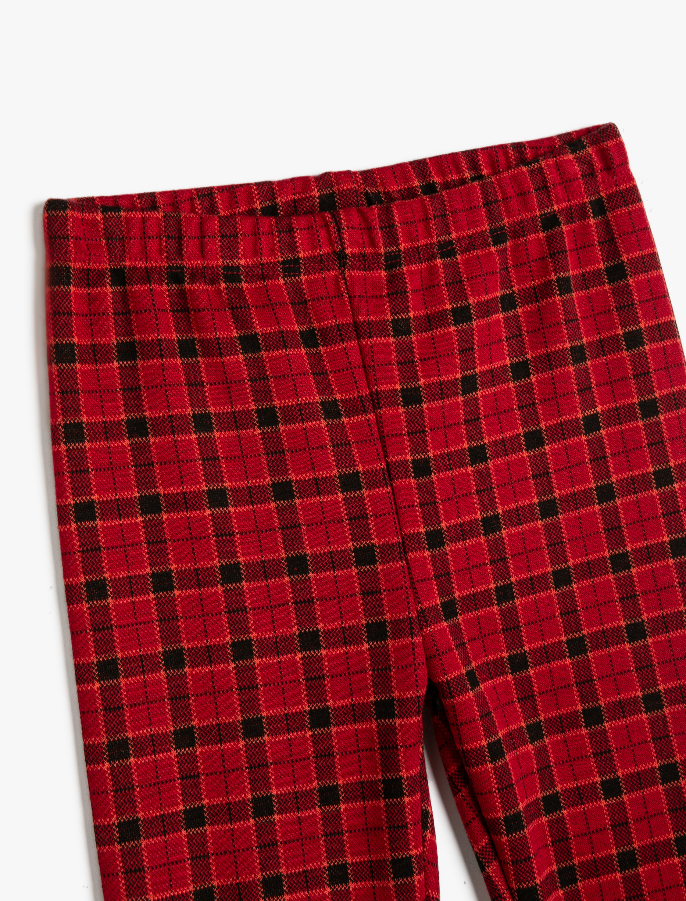  Kız Çocuk Ekoseli Tayt Beli Lastikli