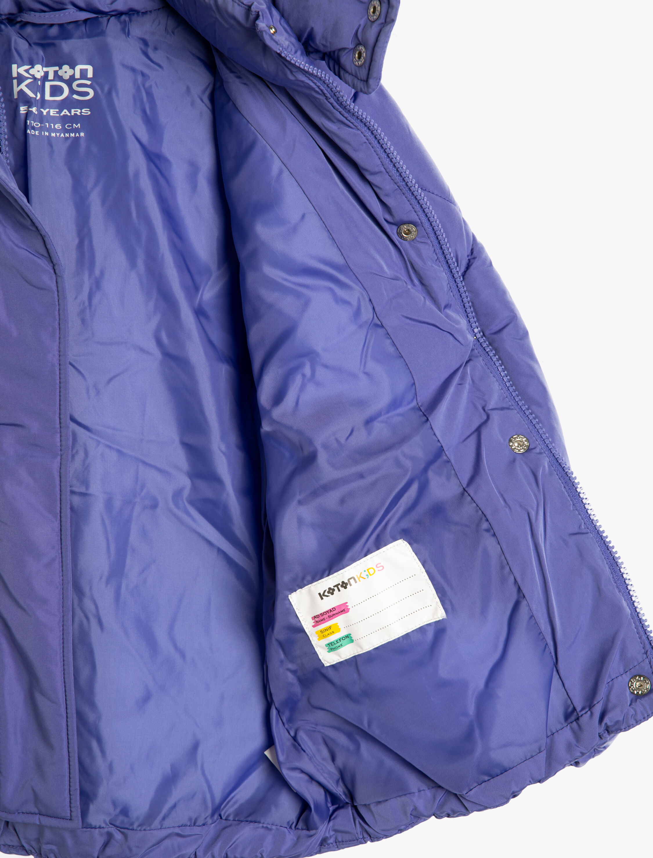  Kız Çocuk Şişme Mont Kapşonlu Çıtçıt Detaylı Kapitone