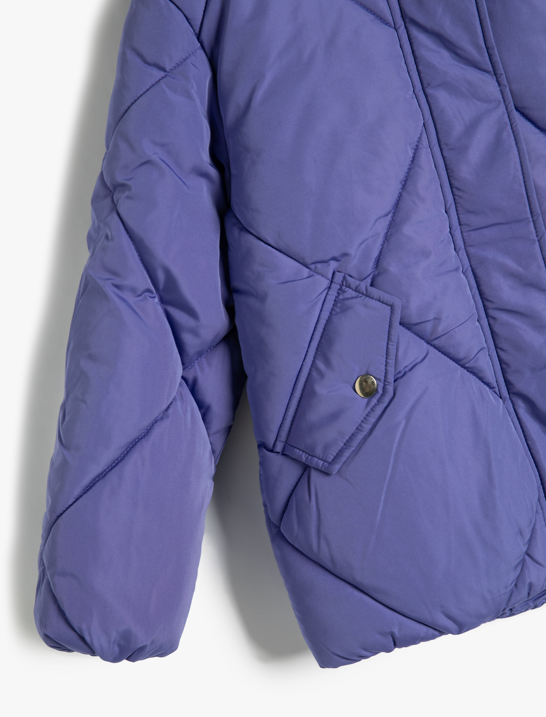  Kız Çocuk Şişme Mont Kapşonlu Çıtçıt Detaylı Kapitone