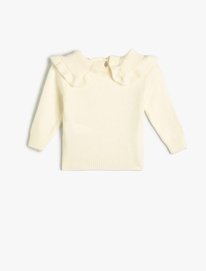 Kız Bebek Basic Kazak Bebe Yaka Fırfır Detaylı