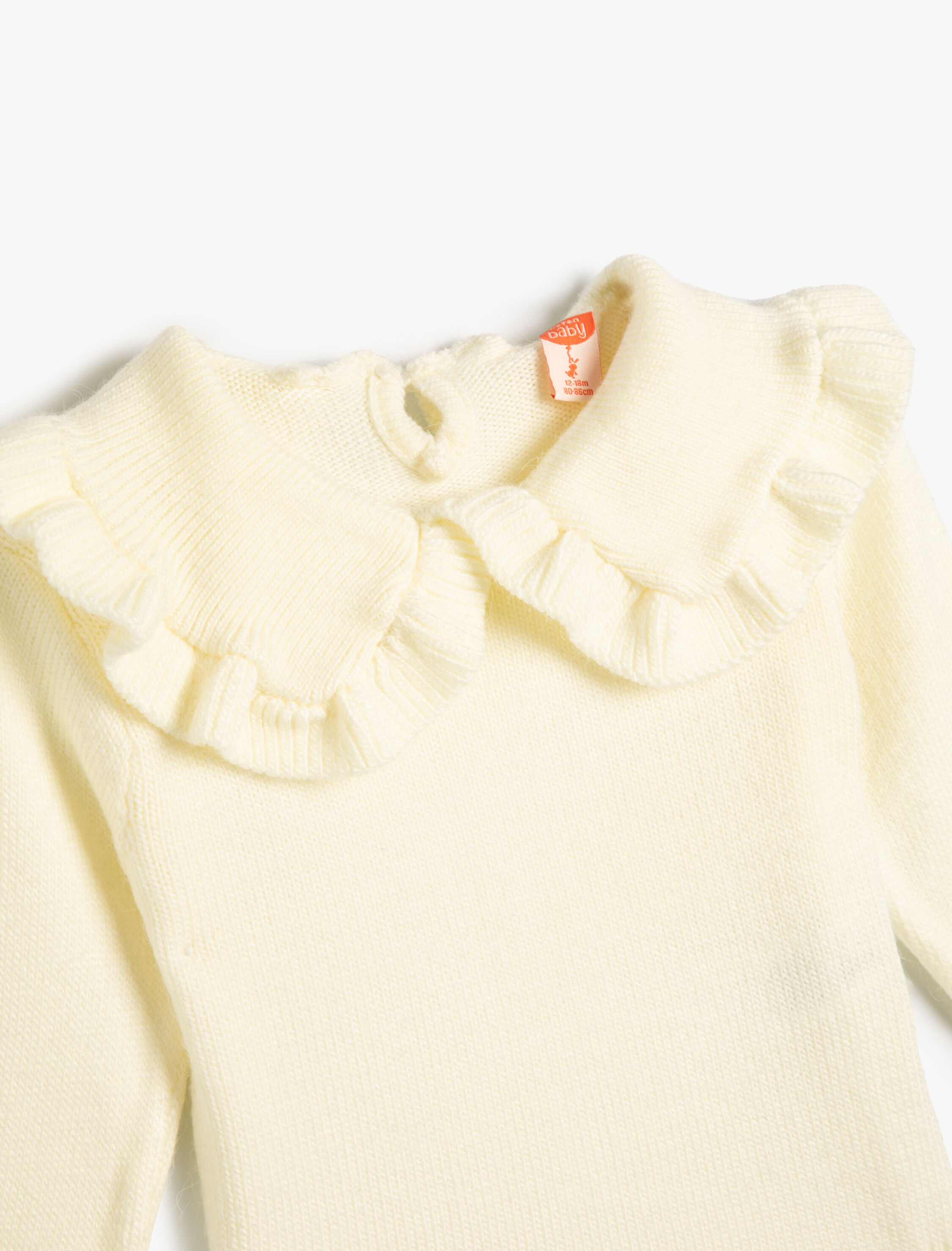  Kız Bebek Basic Kazak Bebe Yaka Fırfır Detaylı