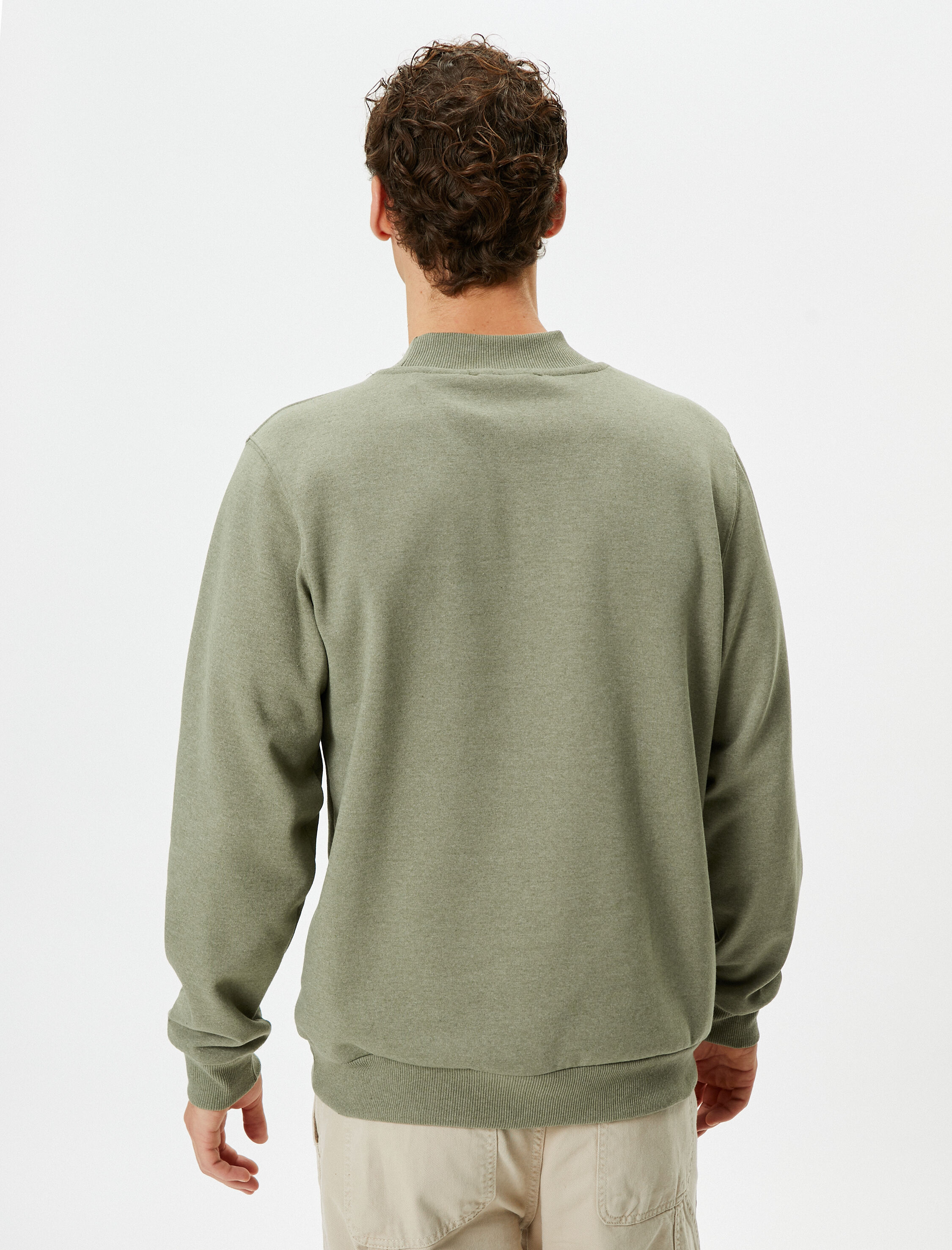   Kolej Sweat Bisiklet Yaka İşleme Detaylı Uzun Kollu Şardonlu