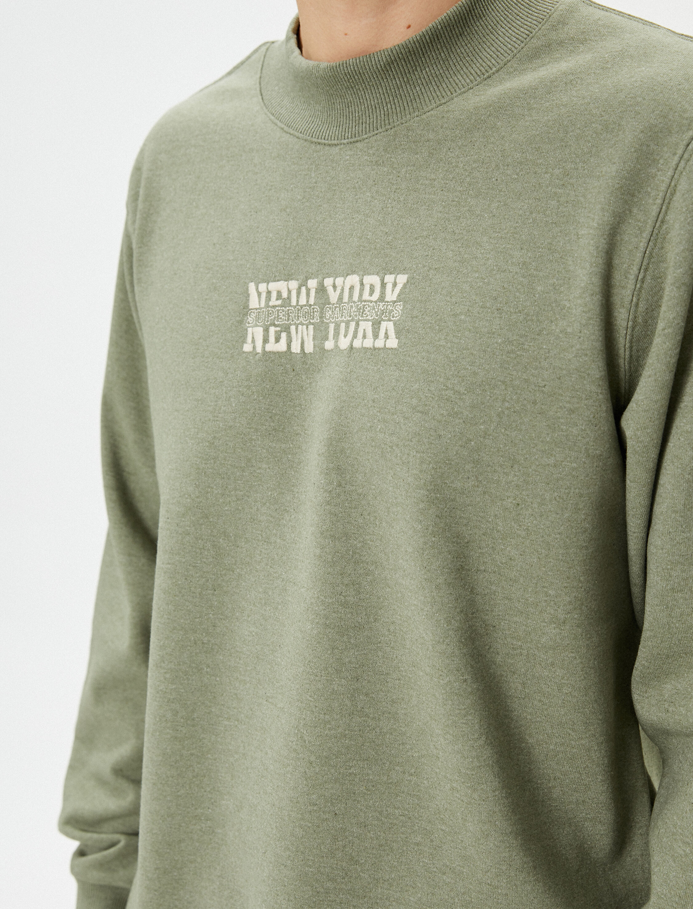   Kolej Sweat Bisiklet Yaka İşleme Detaylı Uzun Kollu Şardonlu