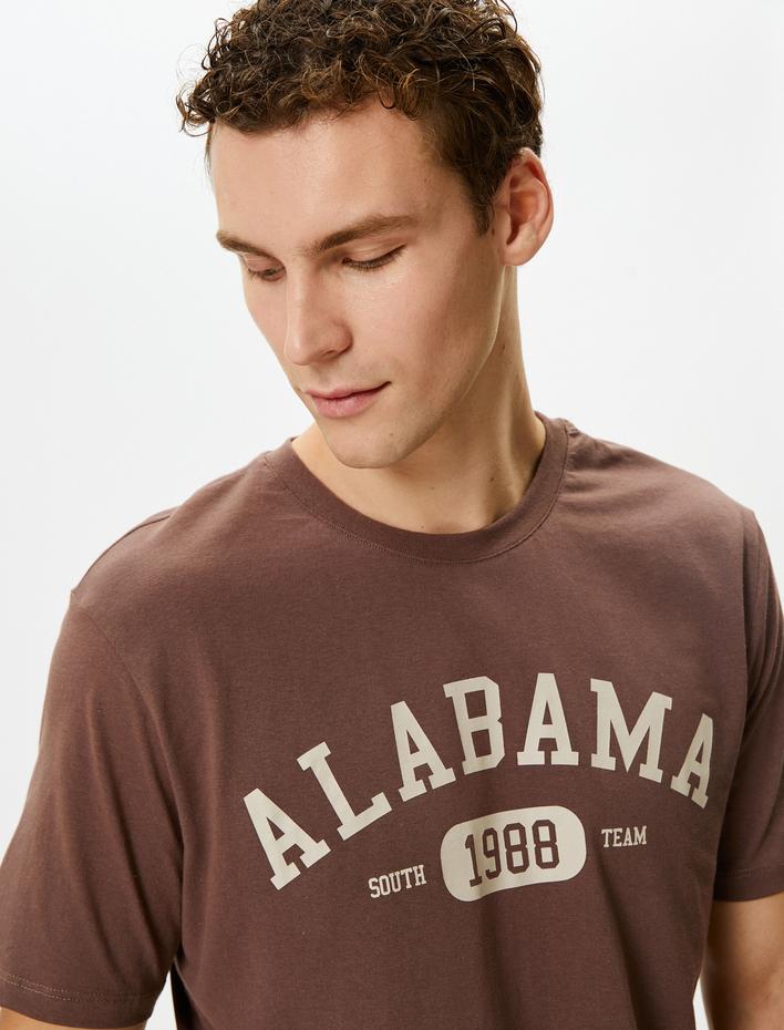  Kolej Tişört Baskılı Bisiklet Yaka Kısa Kollu Pamuklu