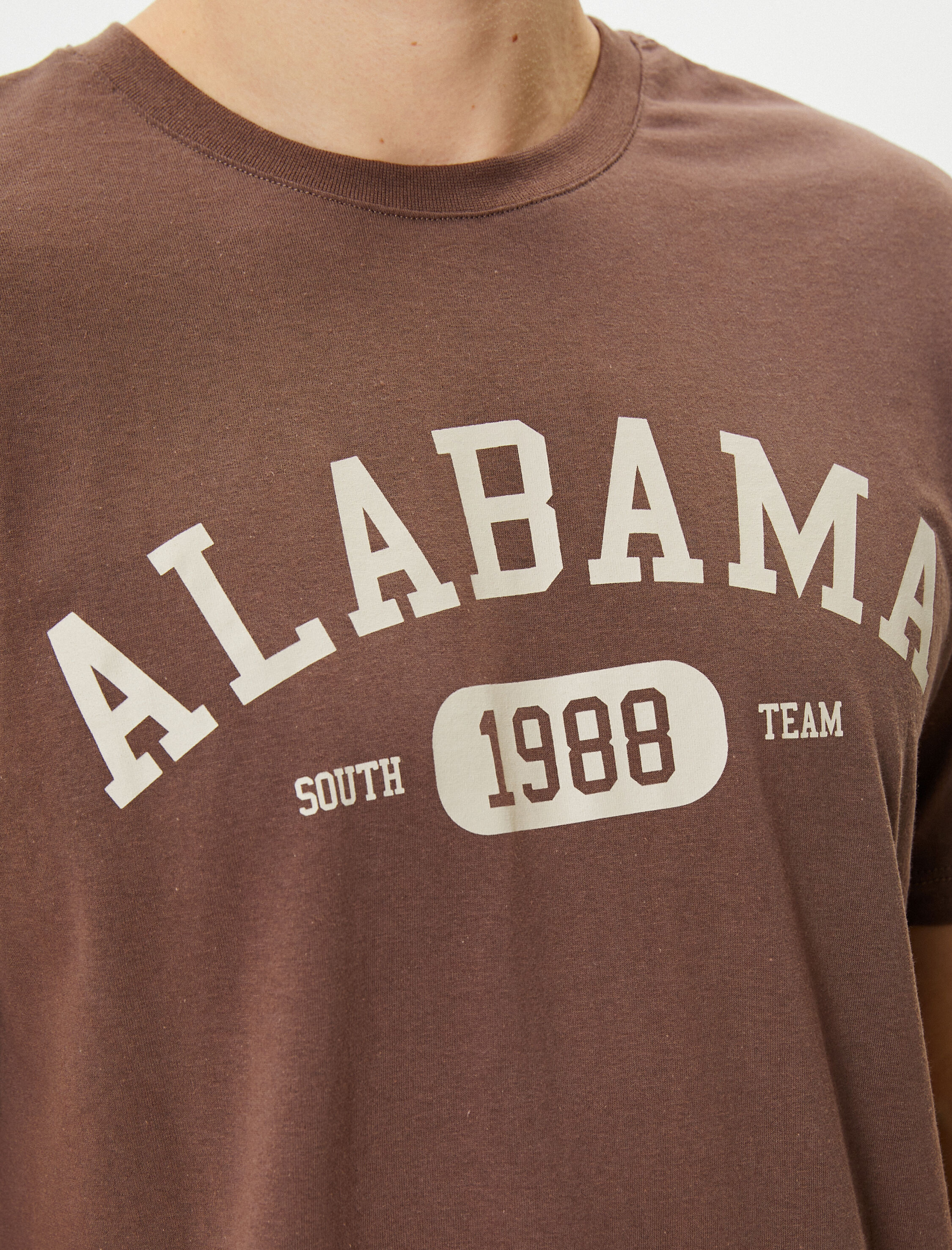   Kolej Tişört Baskılı Bisiklet Yaka Kısa Kollu Pamuklu