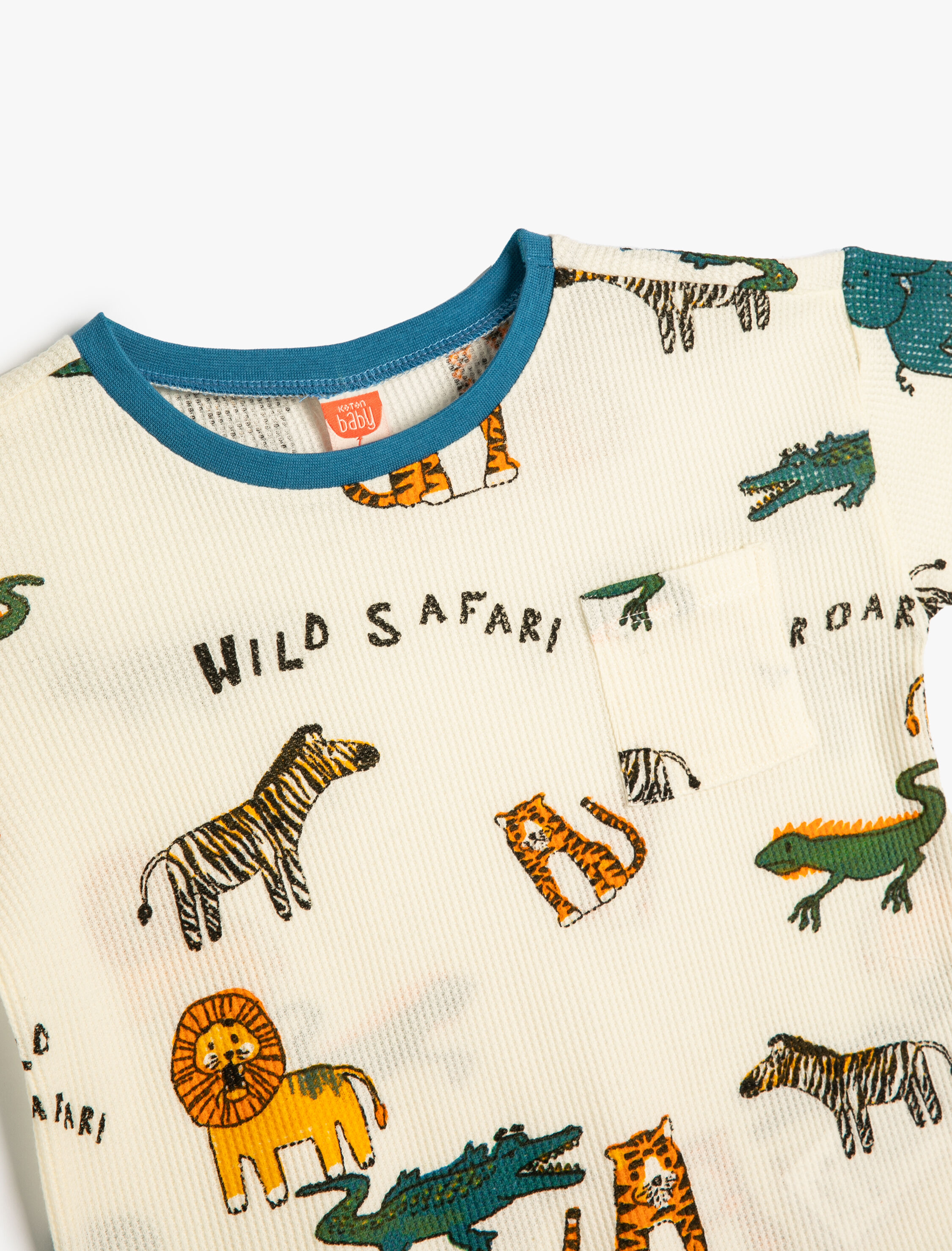  Erkek Bebek Tişört Kısa Kollu Bisiklet Yaka Hayvan Baskılı Pamuklu