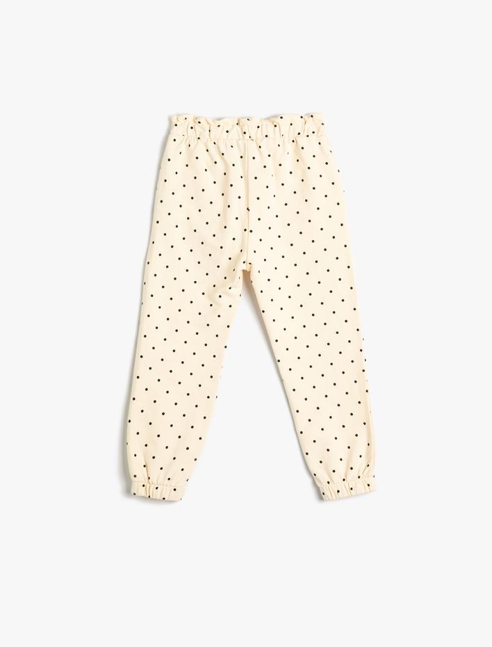 Kız Bebek Puantiyeli Jogger Eşofman Altı Beli Lastikli Cepli Pamuklu Şardonlu