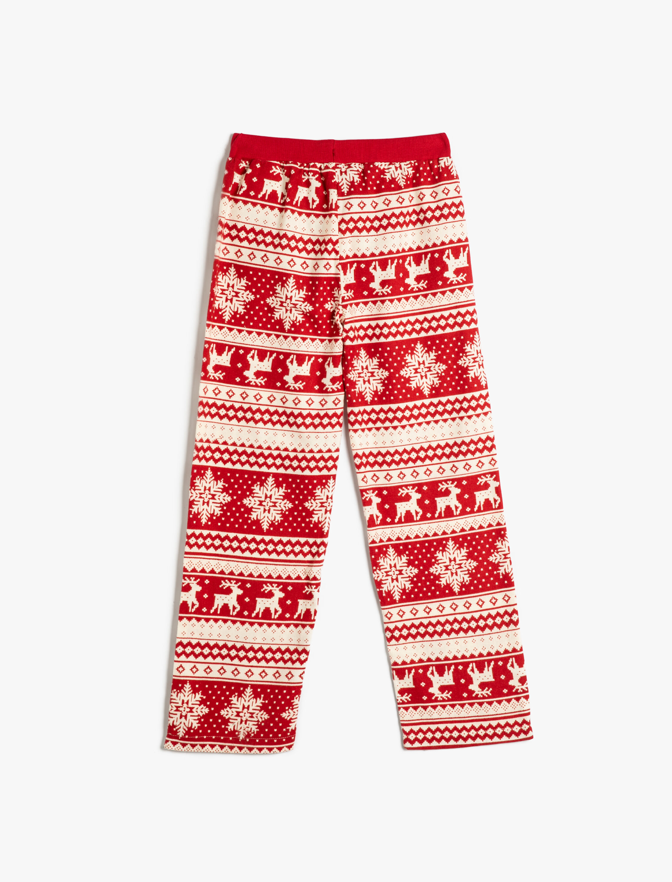   Yılbaşı Temalı Pijama Altı Düz Paça Beli Lastikli