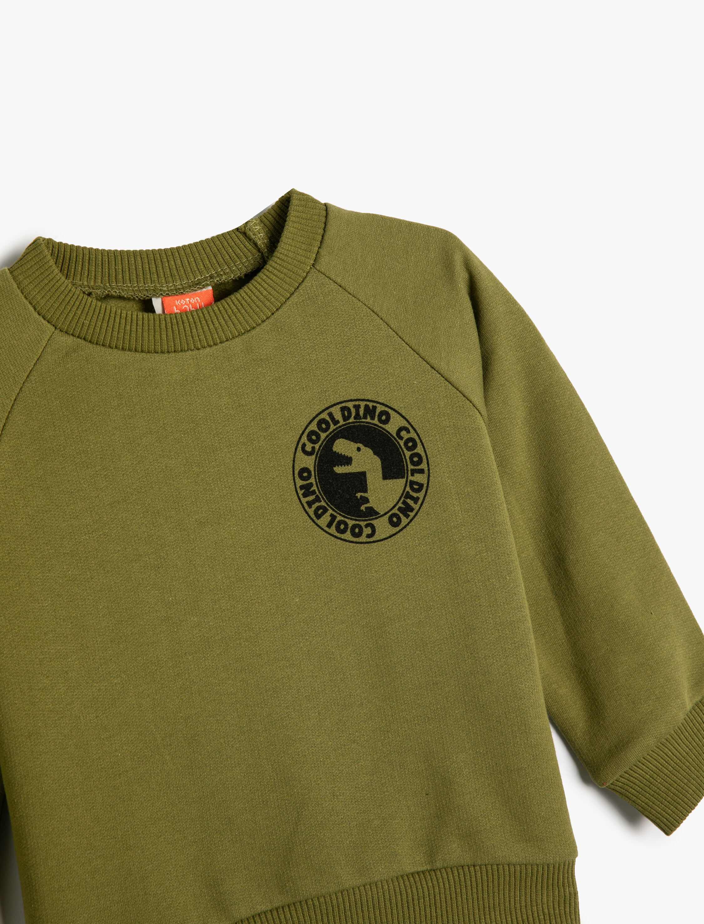  Erkek Bebek Dinozorlu Sweatshirt Bisiklet Yaka Uzun Kollu Şardonlu Pamuklu