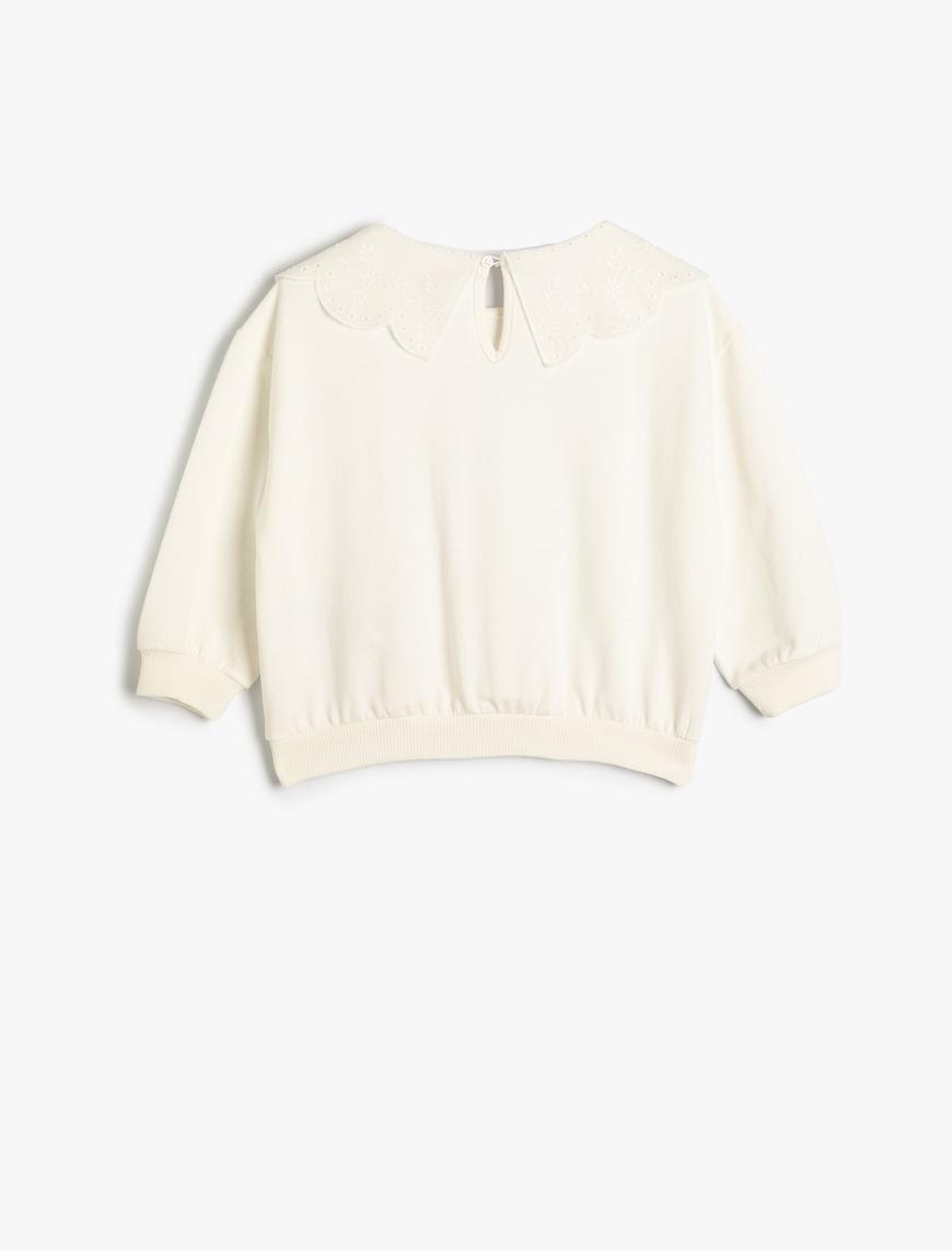  Kız Bebek Bebe Yaka Sweatshirt Şardonlu Pamuklu