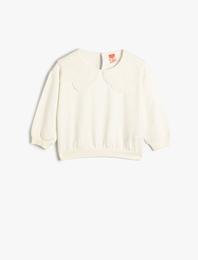Bebe Yaka Sweatshirt Şardonlu Pamuklu