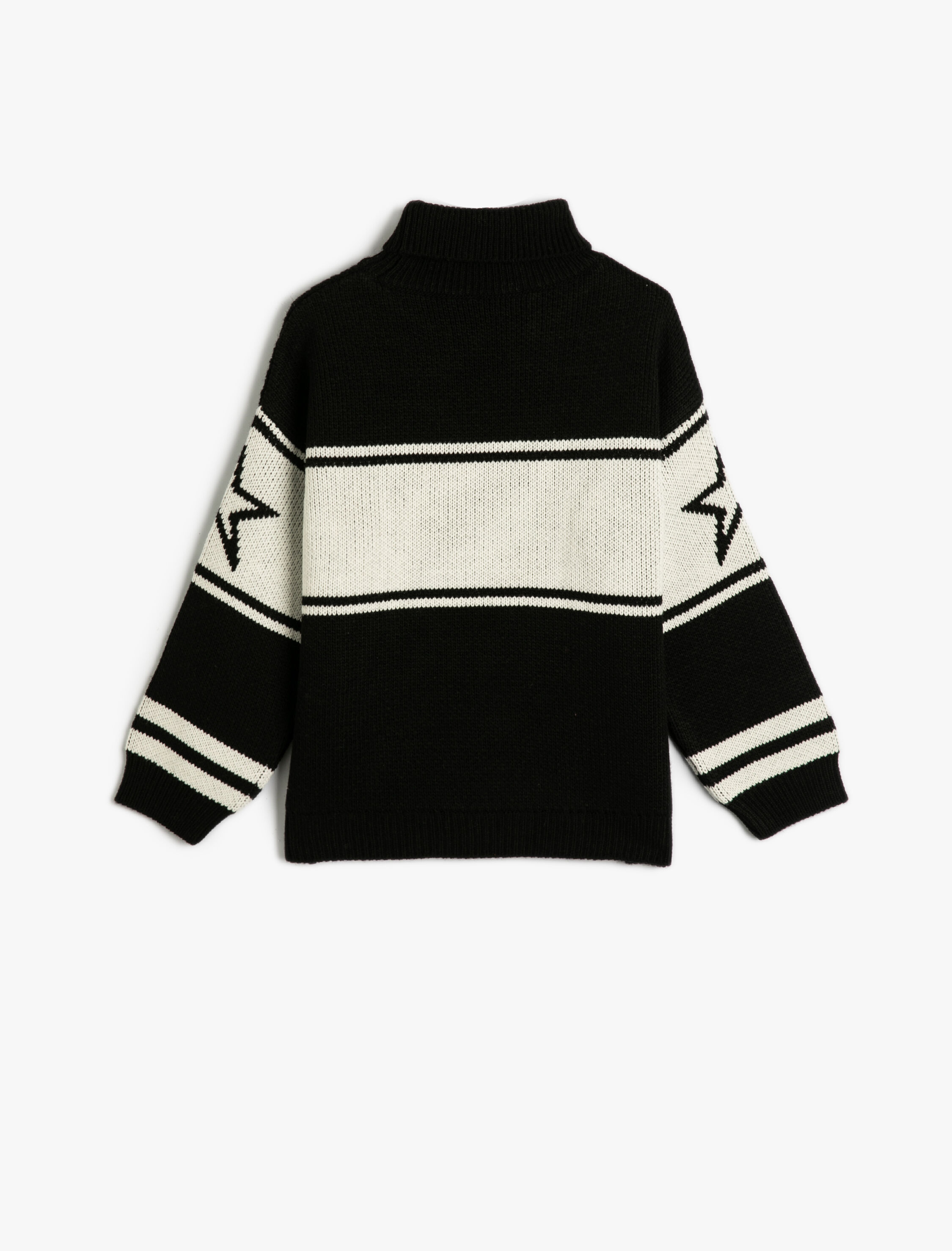 Kız Çocuk Balıkçı Yaka Kazak Uzun Kollu Fitilli Yazı Baskılı