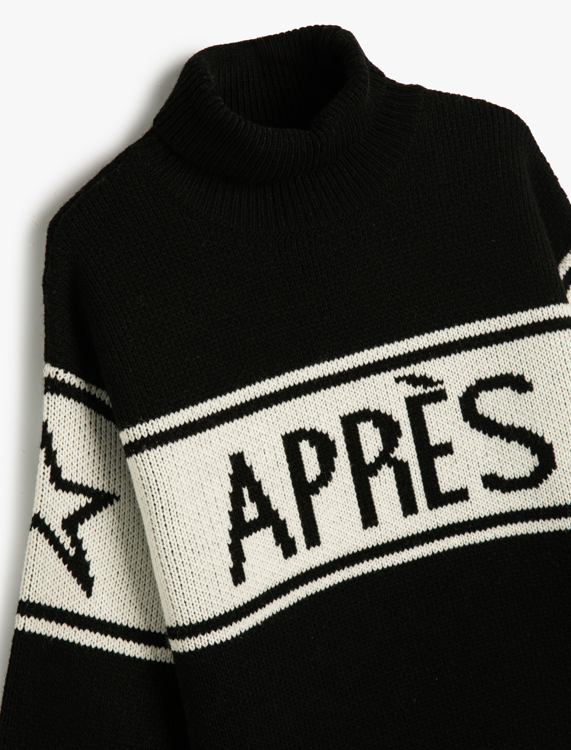 Kız Çocuk Balıkçı Yaka Kazak Uzun Kollu Fitilli Yazı Baskılı