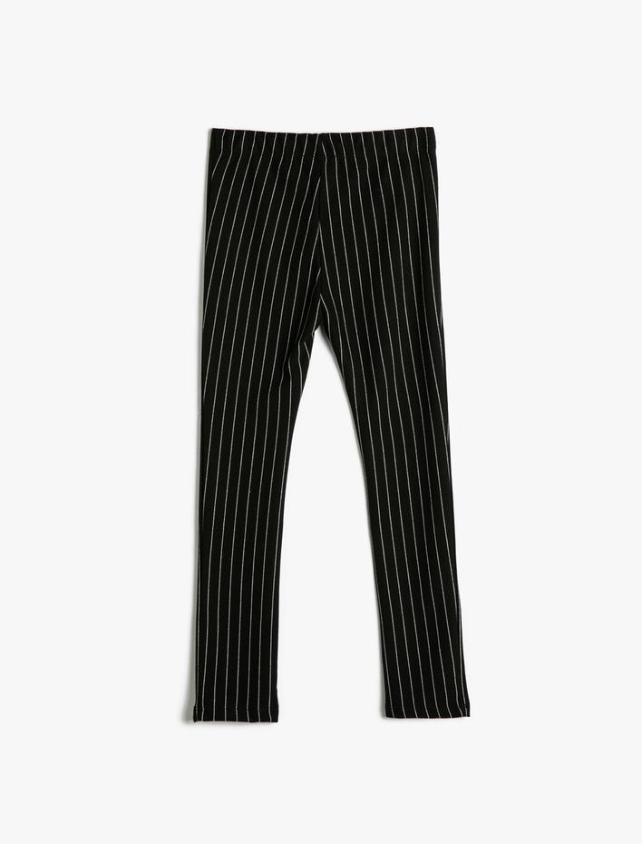 Kız Çocuk Tayt Beli Lastikli Fermuar Detaylı