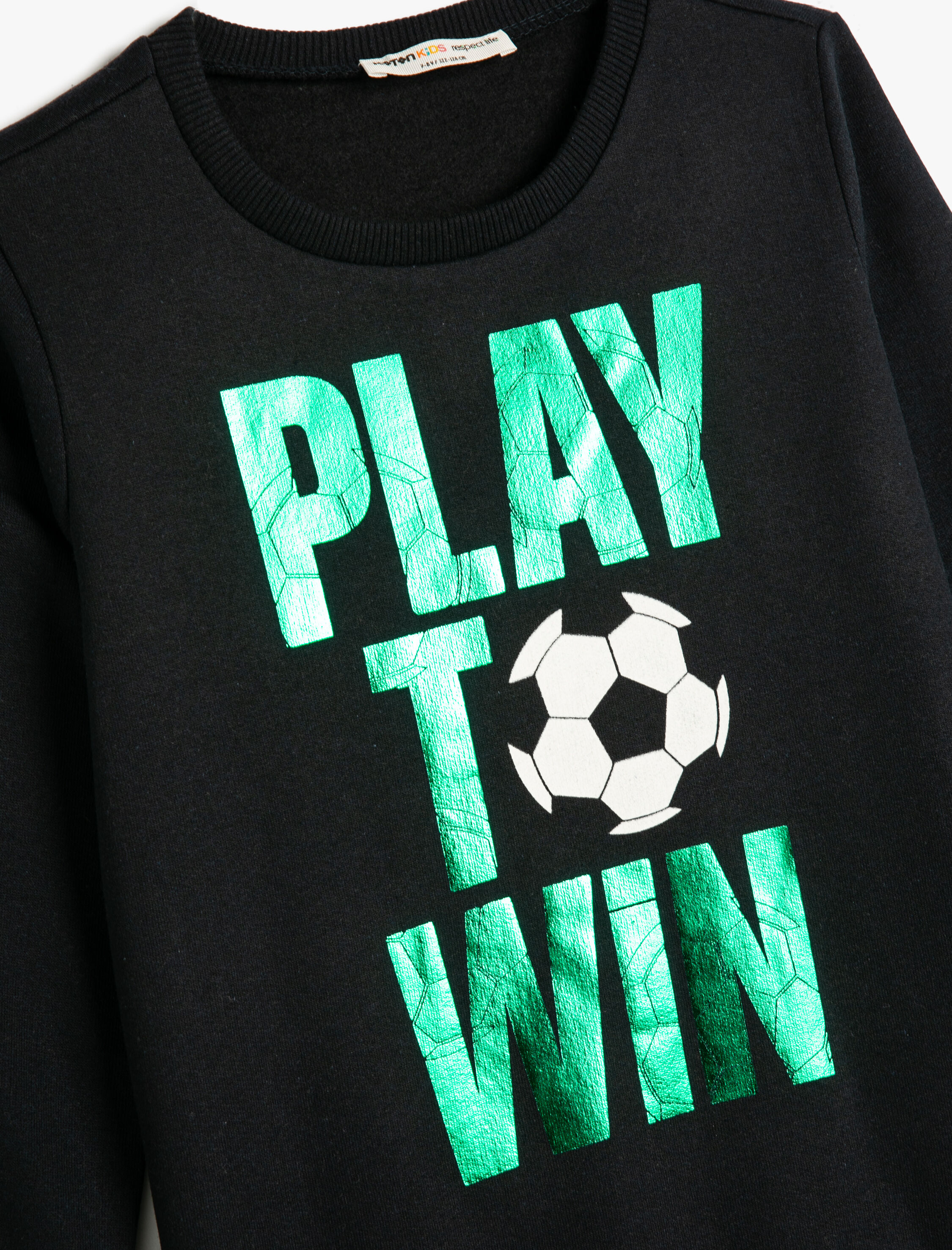  Erkek Çocuk Sweatshirt Uzun Kollu Bisiklet Yaka Futbol Baskılı Şardonlu