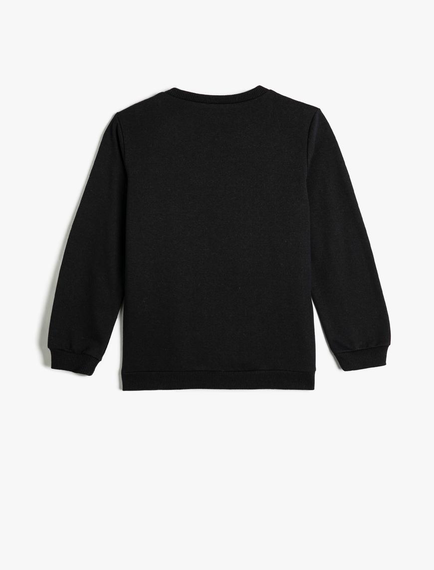  Erkek Çocuk Sweatshirt Uzun Kollu Bisiklet Yaka Futbol Baskılı Şardonlu